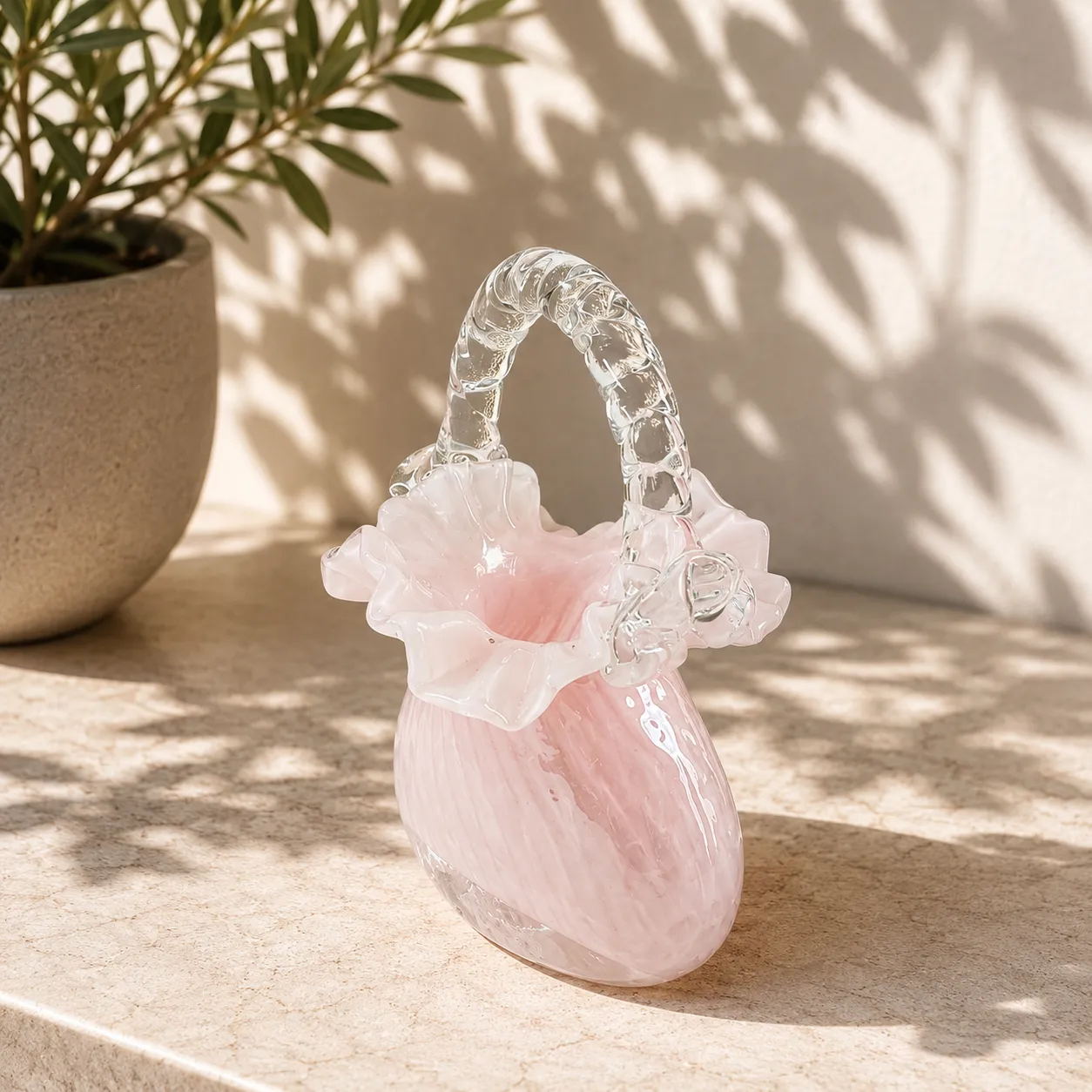 Jarrón de cristal de Murano cartera pequeño, Rosado (17*12*24cm)
