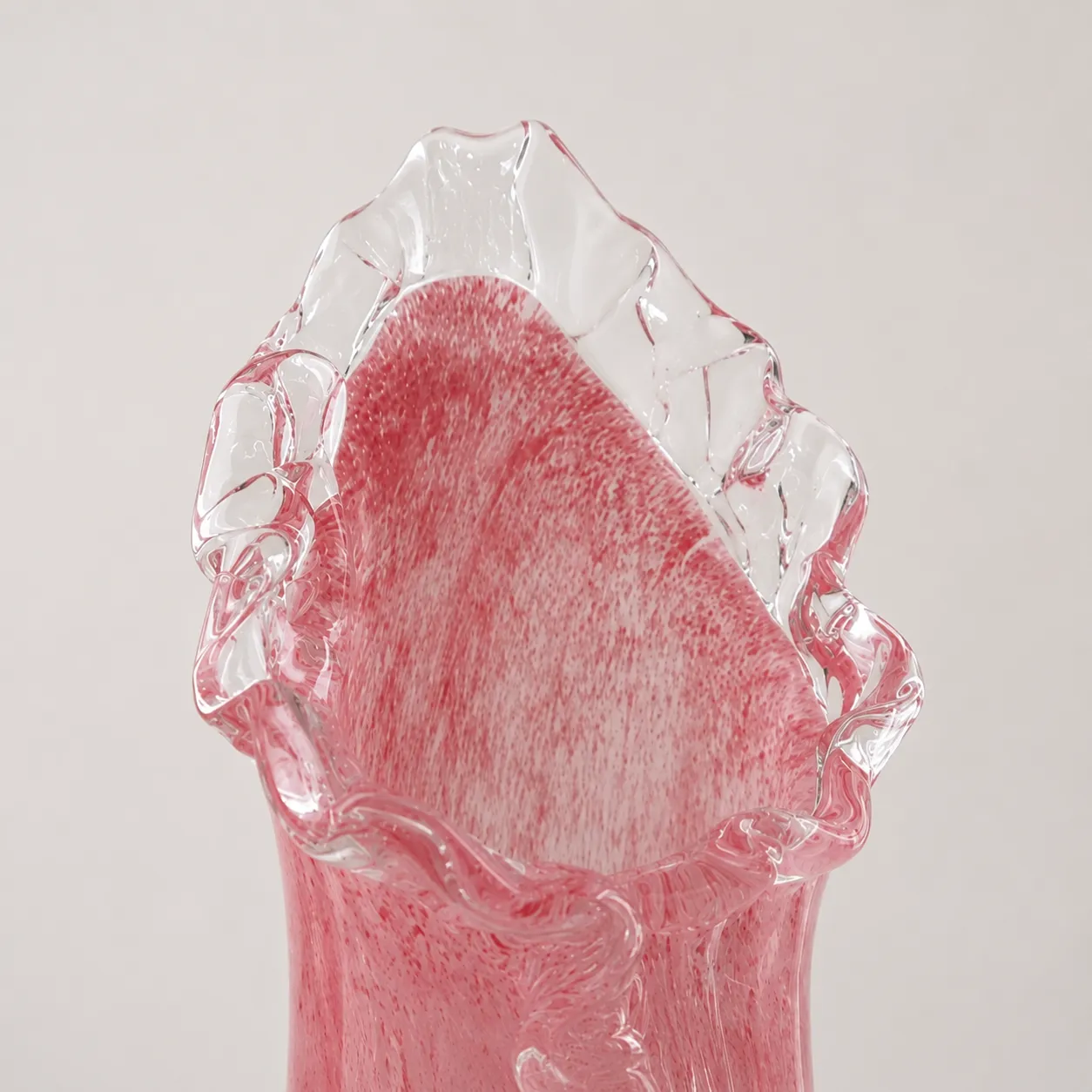 Jarrón de cristal de Murano orgánico pequeño, Rosado (11*11*33cm)