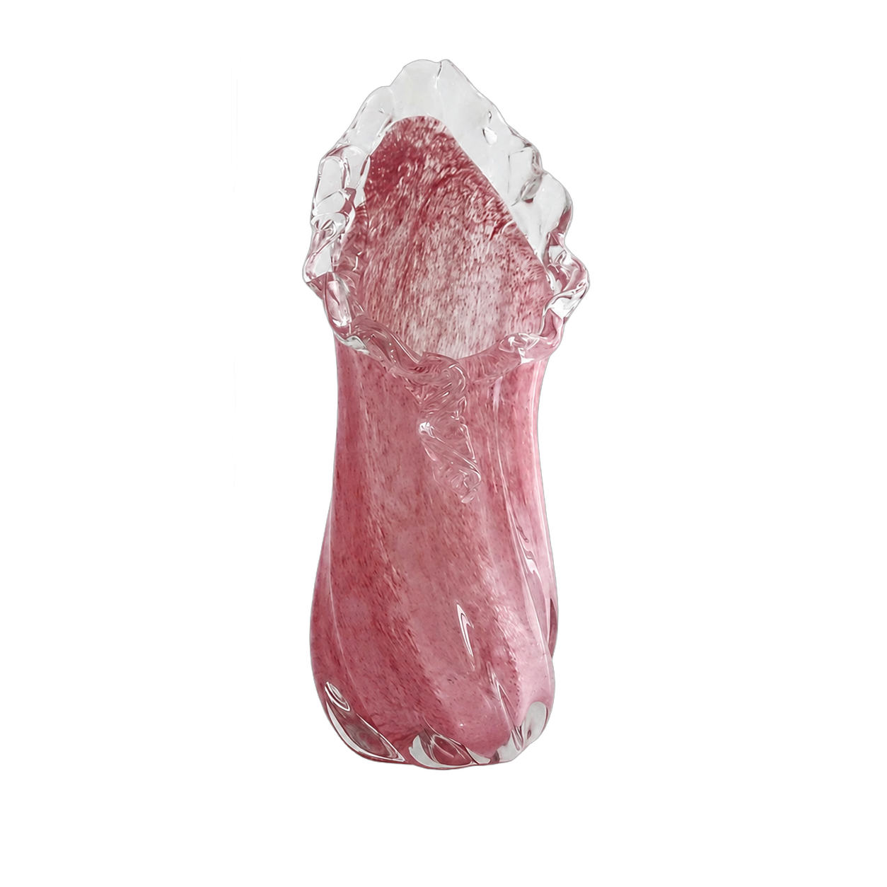 Jarrón de cristal de Murano orgánico pequeño, Rosado (11*11*33cm)