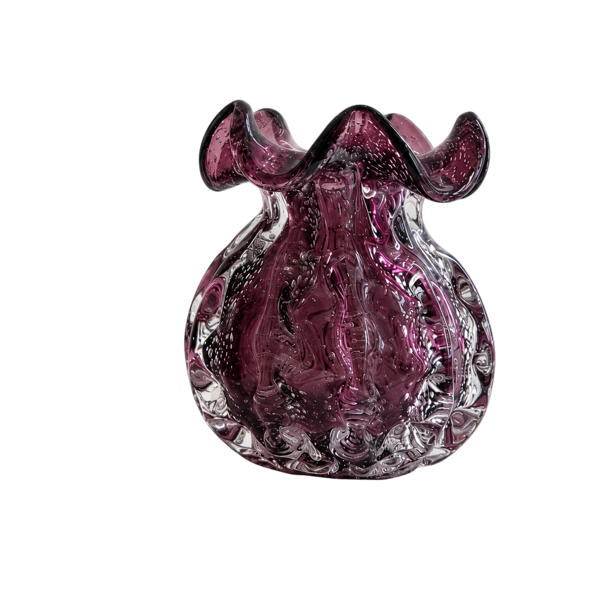 Jarrón de cristal de Murano orgánico pequeño, Ciruela (16*19cm)