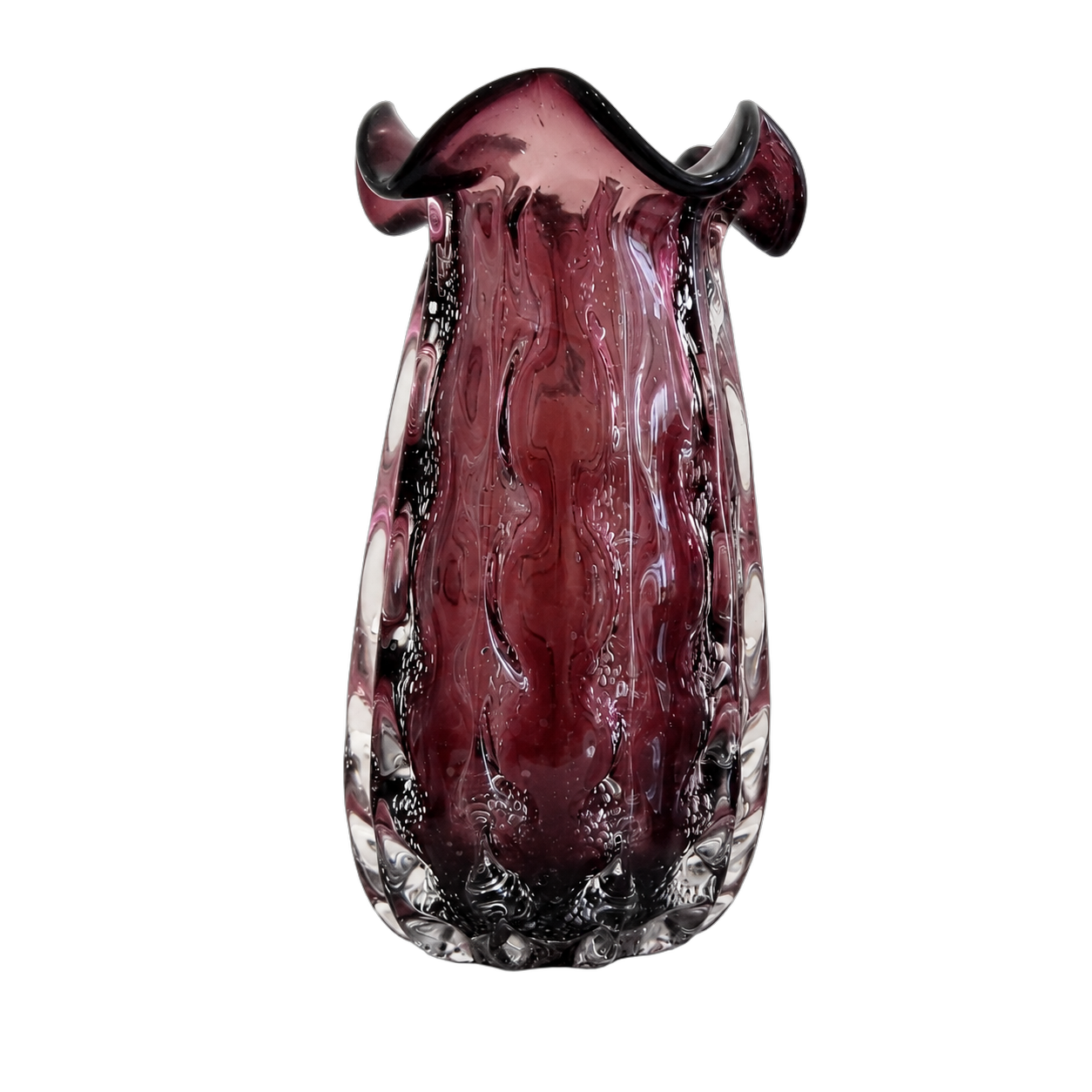 Jarrón de cristal de Murano orgánico grande, Ciruela (16*30cm)