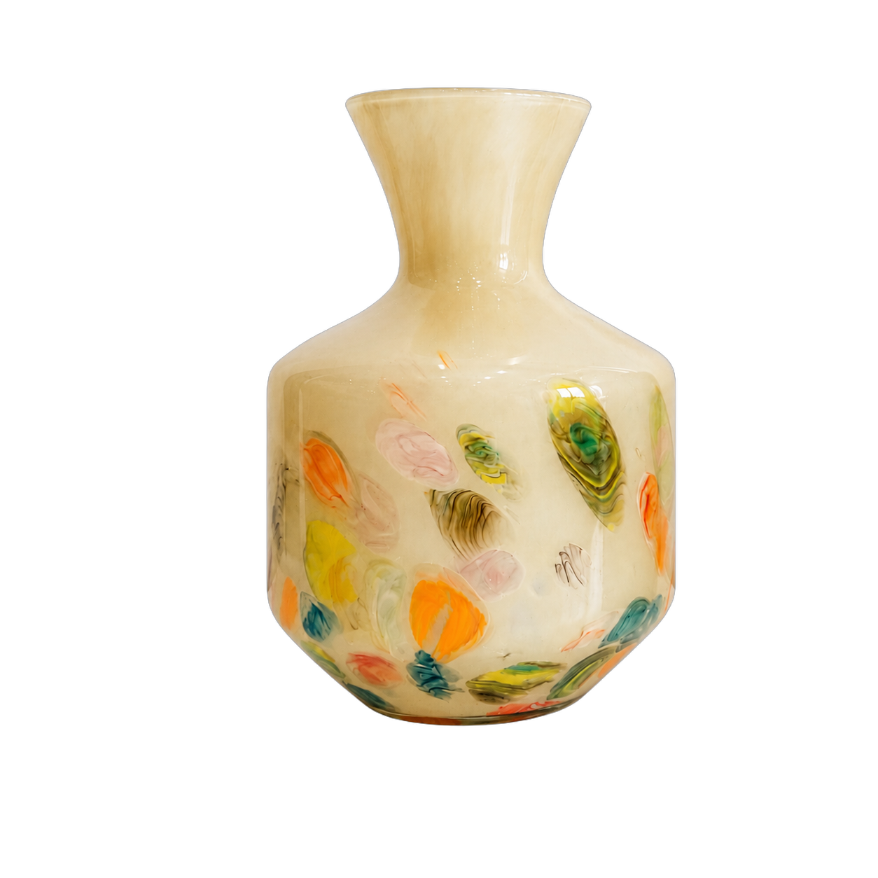 Jarrón de cristal pintado mediano, Marfil (20*31cm)
