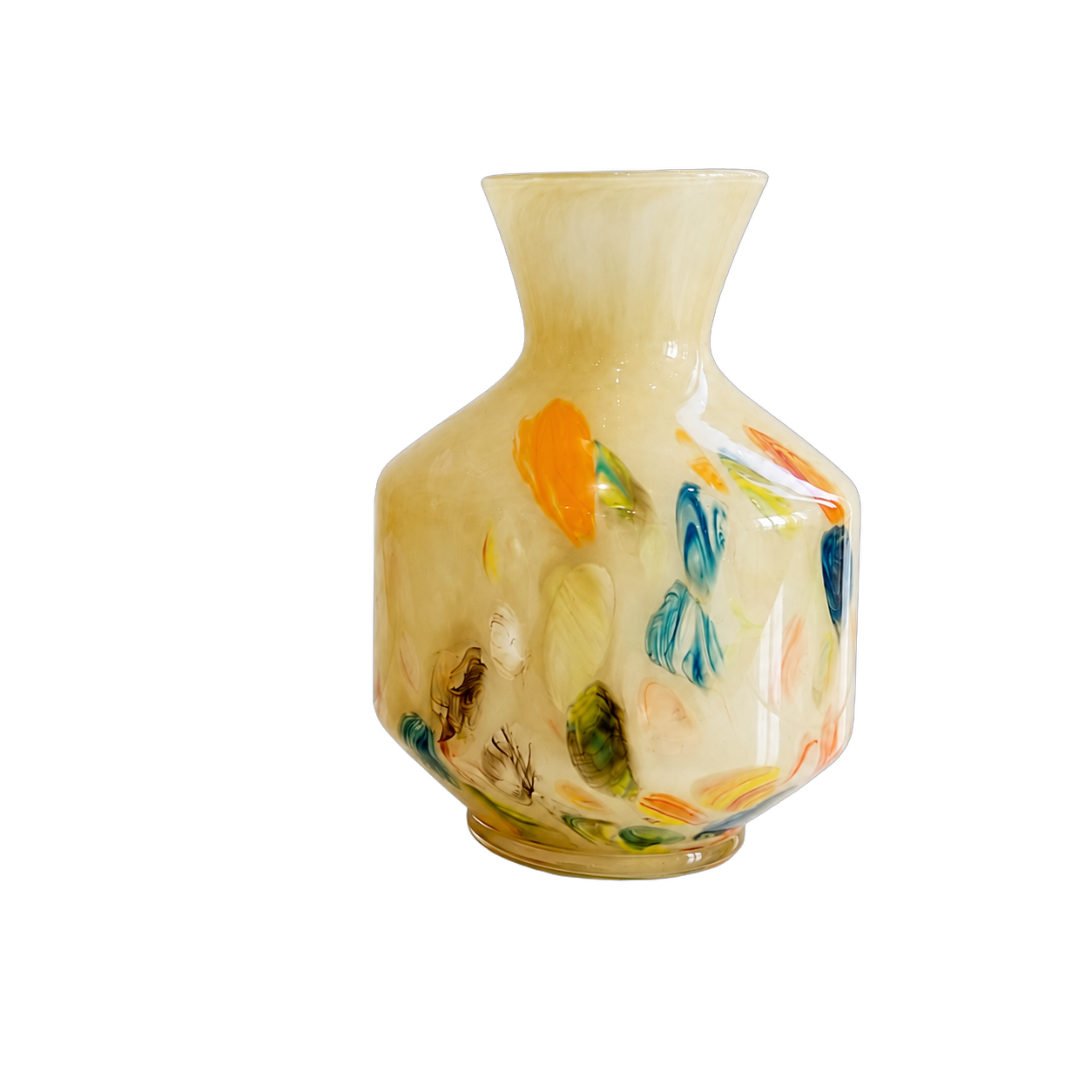 Jarrón de cristal pintado pequeño, Marfil (D18*H25.5cm)
