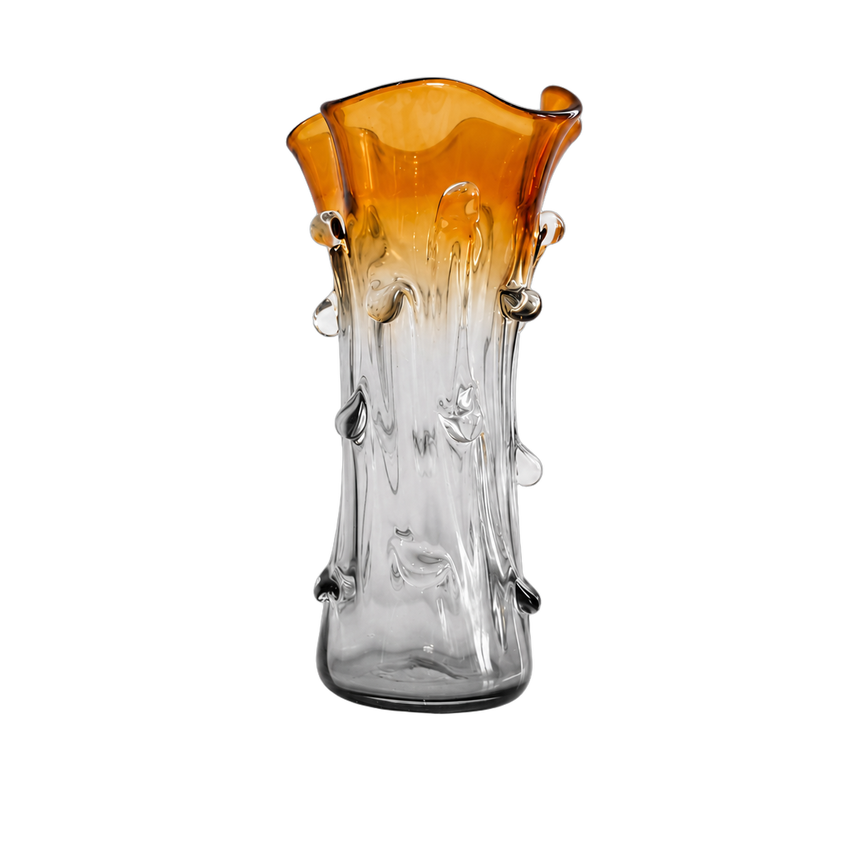 Jarrón de cristal de Murano bicolor mediano, Ámbar y humo (17.5*31cm)