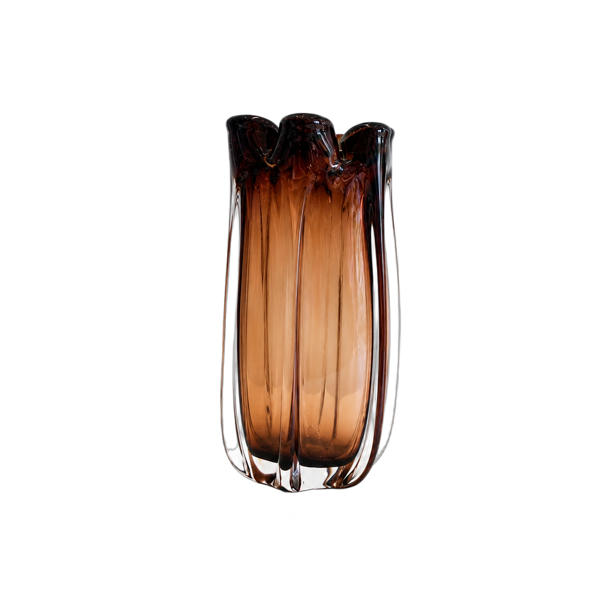 Jarrón de cristal de Murano pétalos mediano, Ámbar y humo (13*25cm)