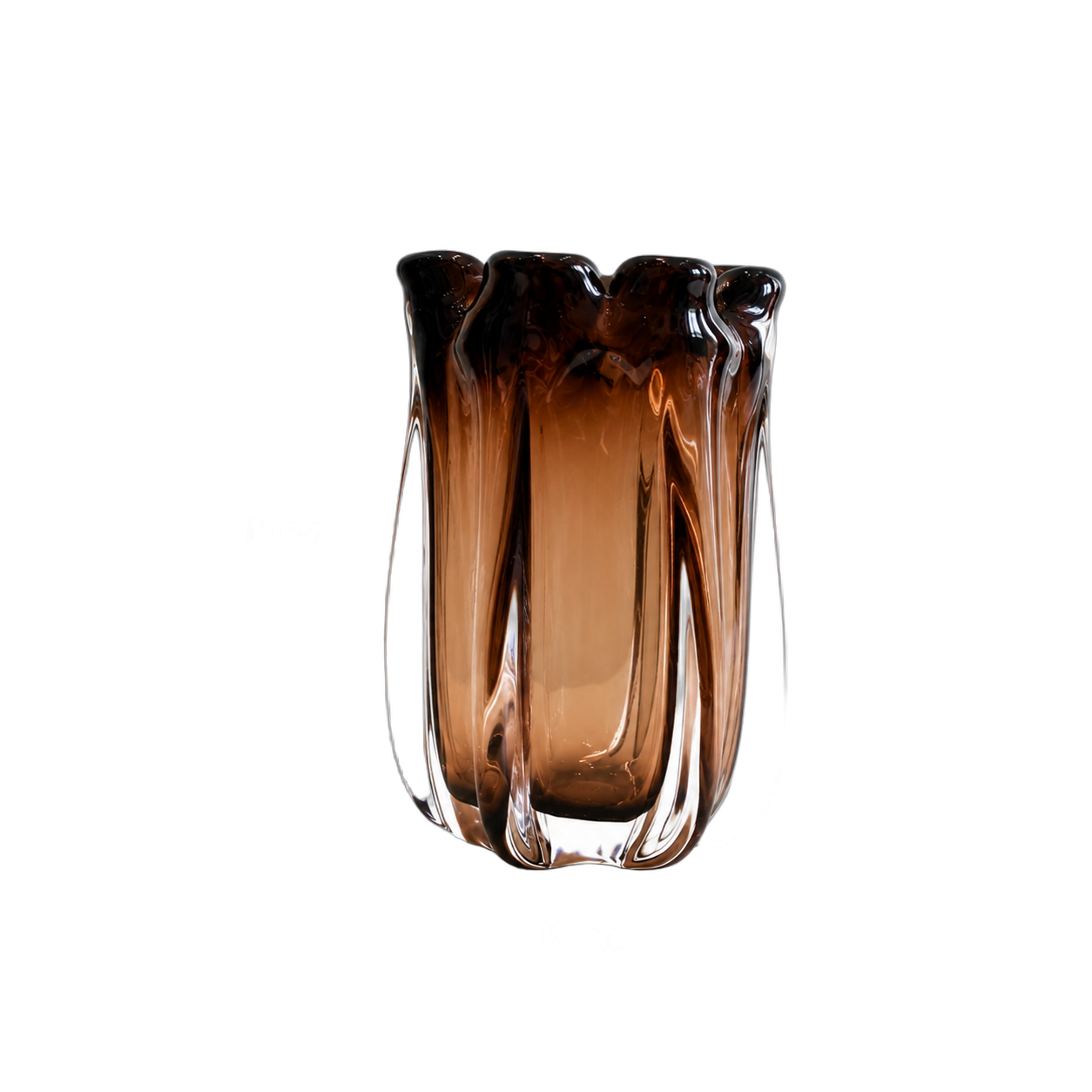 Jarrón de cristal de Murano pétalos pequeño, Ámbar y humo (13*19cm)