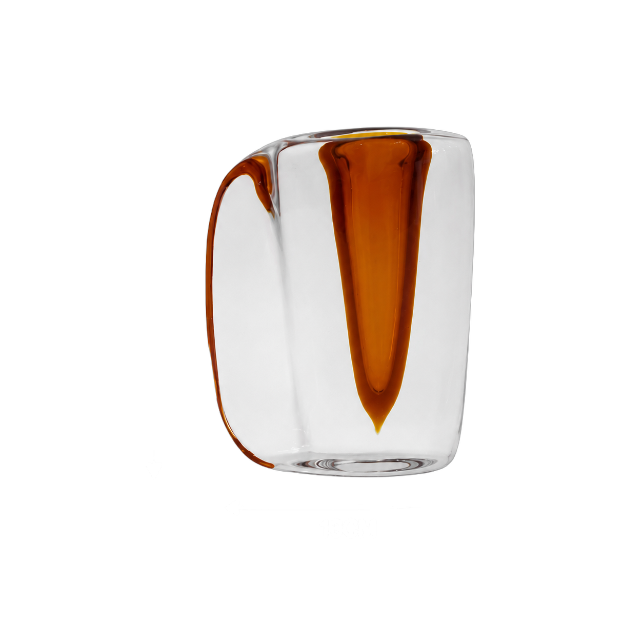Jarrón de cristal de Murano prisma pequeño, Ámbar (17*13cm)