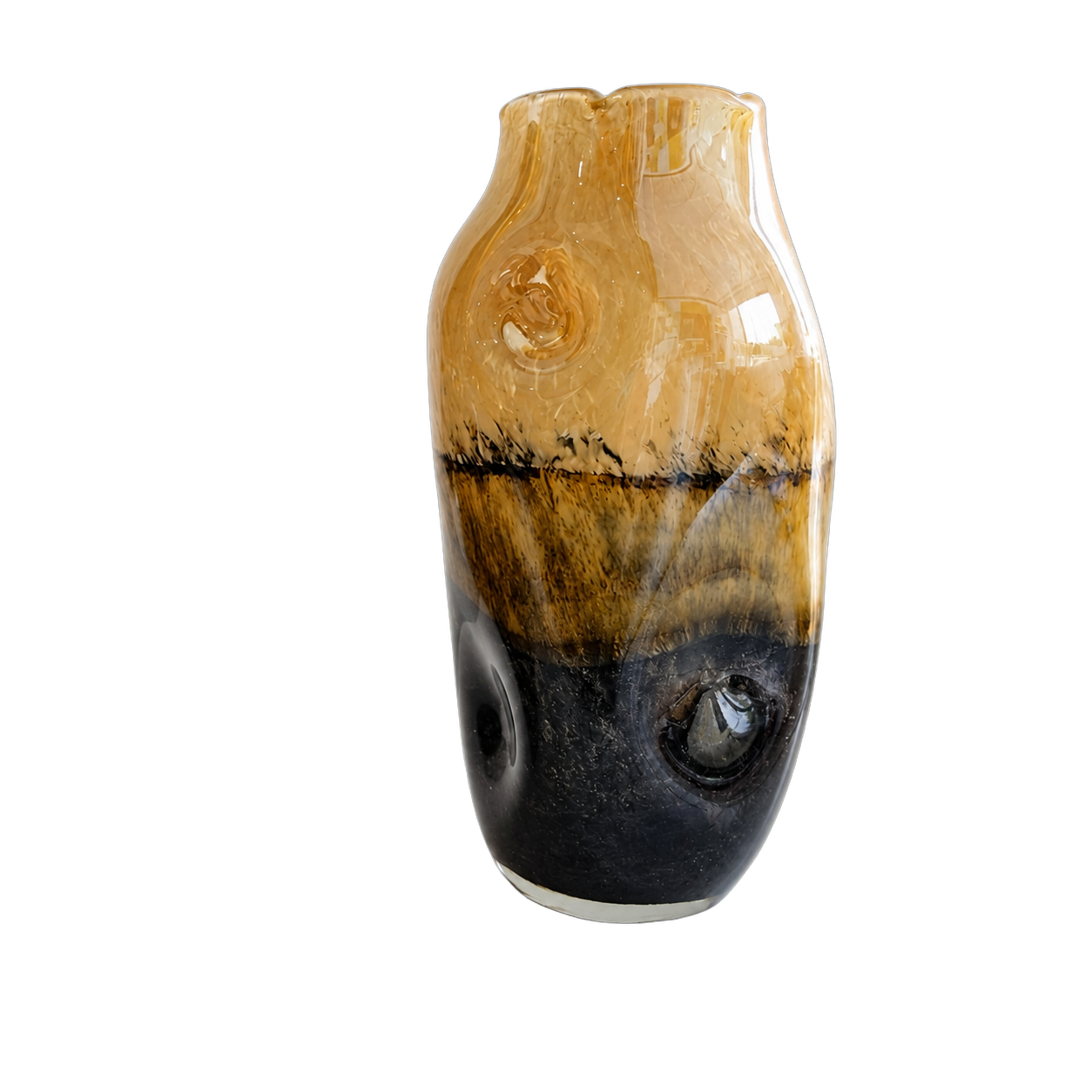 Jarrón de cristal de Murano bicolor, Ámbar y negro (19.5*33cm)