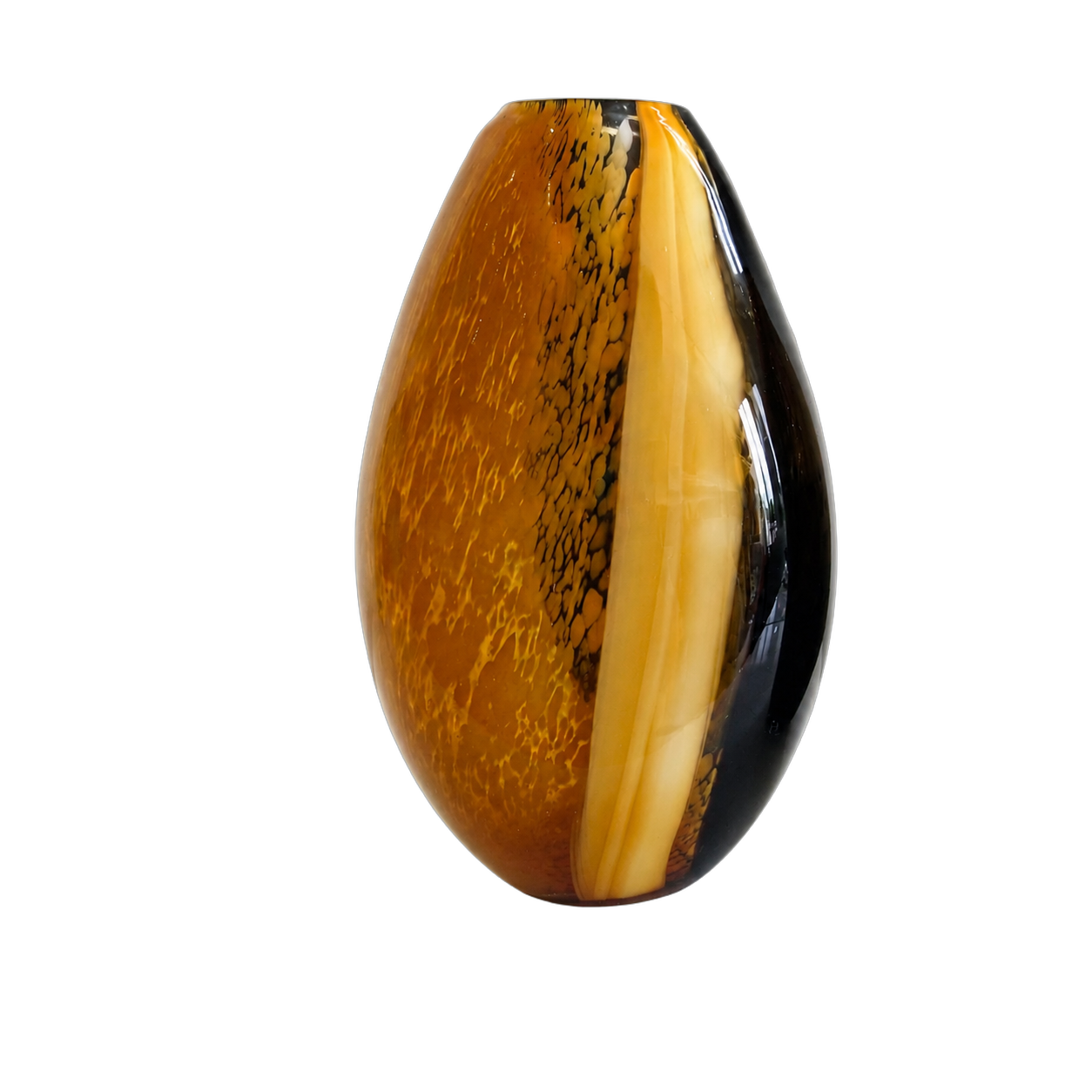 Jarrón de cristal de Murano bicolor, Ámbar y negro (16*30cm)