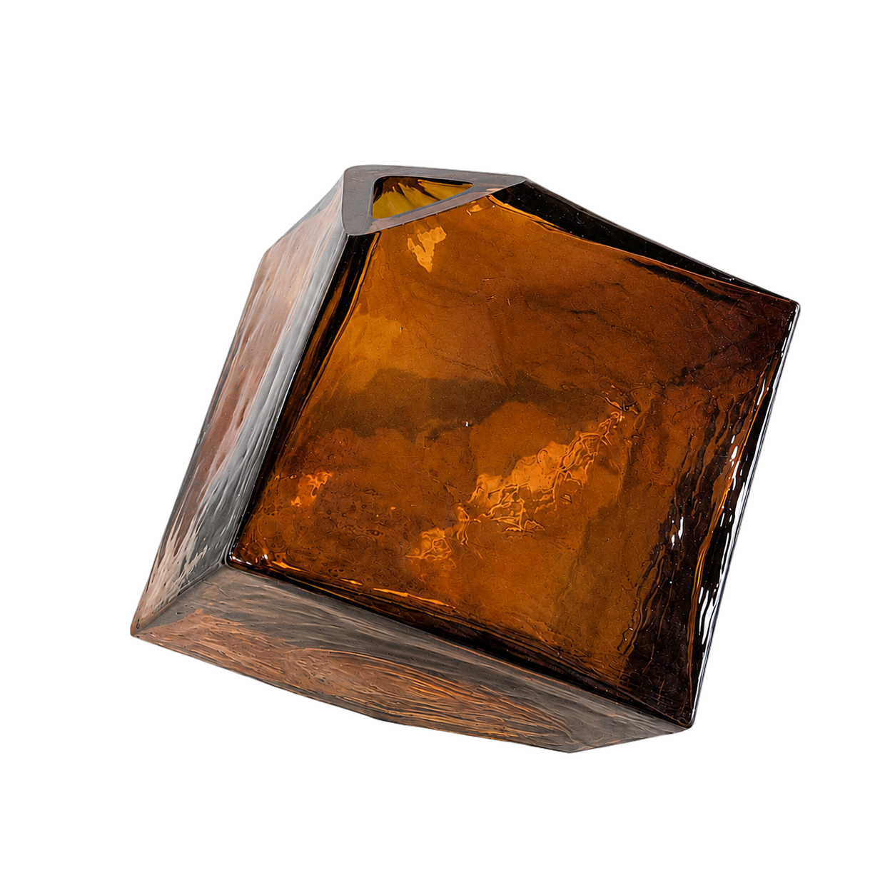 Jarrón de cristal de Murano geométrico grande, Ámbar (20*21cm)
