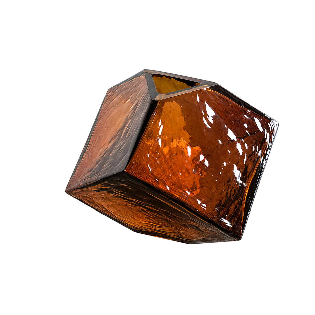Jarrón de cristal de Murano geométrico pequeño, Ámbar (15*16cm)