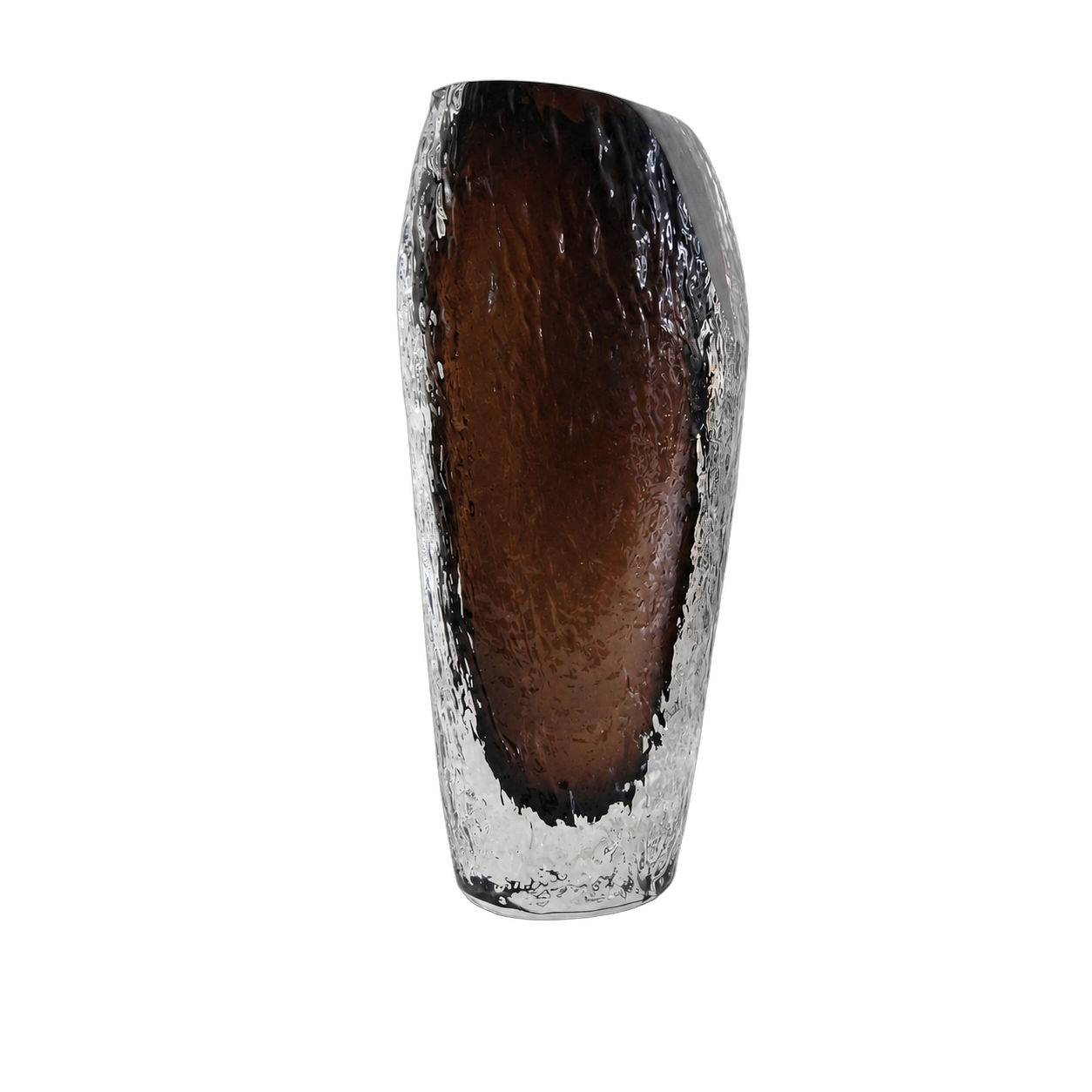 Jarrón de cristal de Murano craquelado grande, Humo (17*20cm)