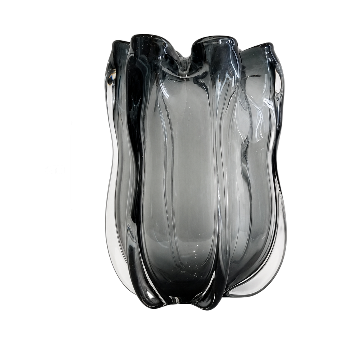 Jarrón de cristal de Murano ondulado grande, Humo (20*30cm)