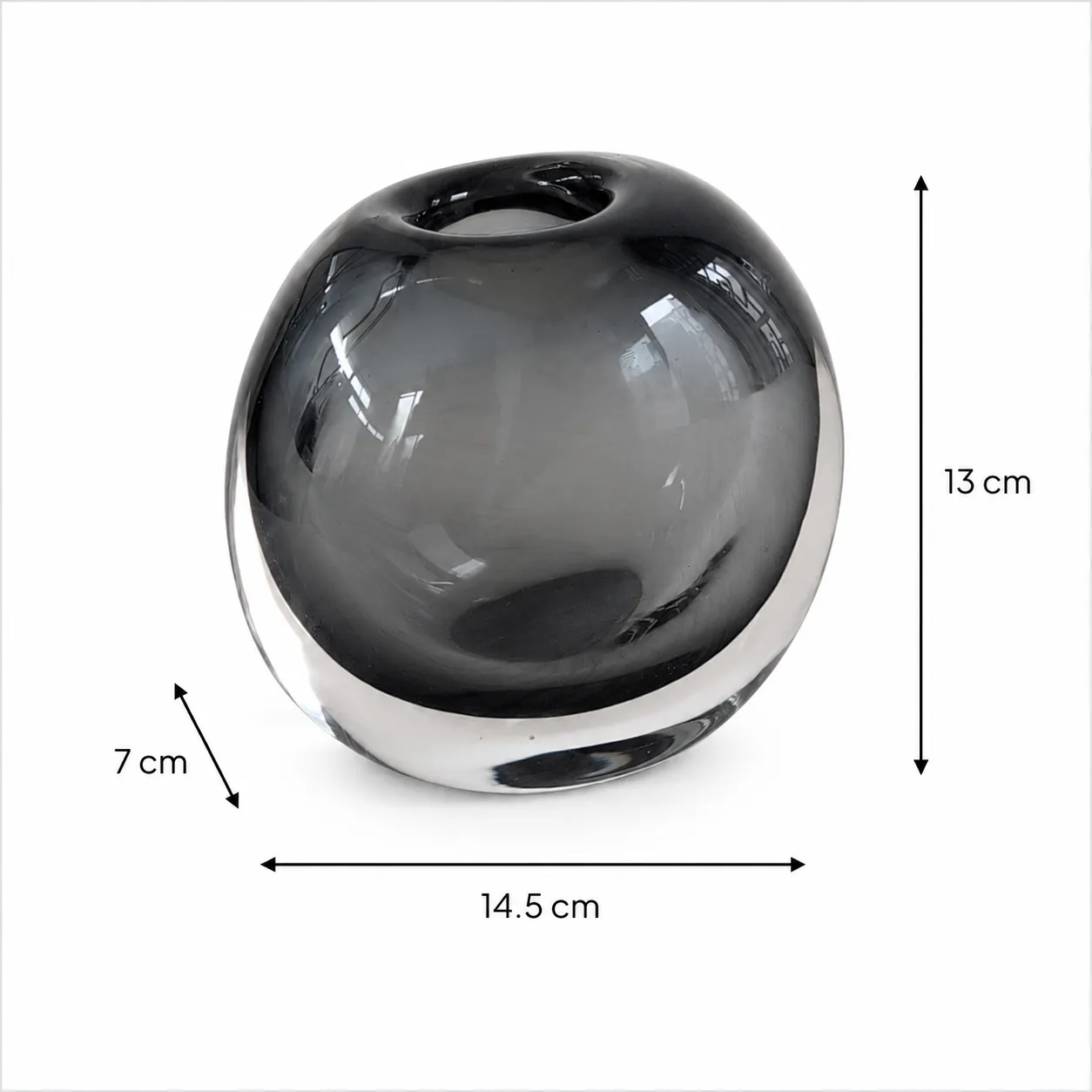 Jarrón de cristal de Murano pequeño, Negro humo (14.5*7*13cm)