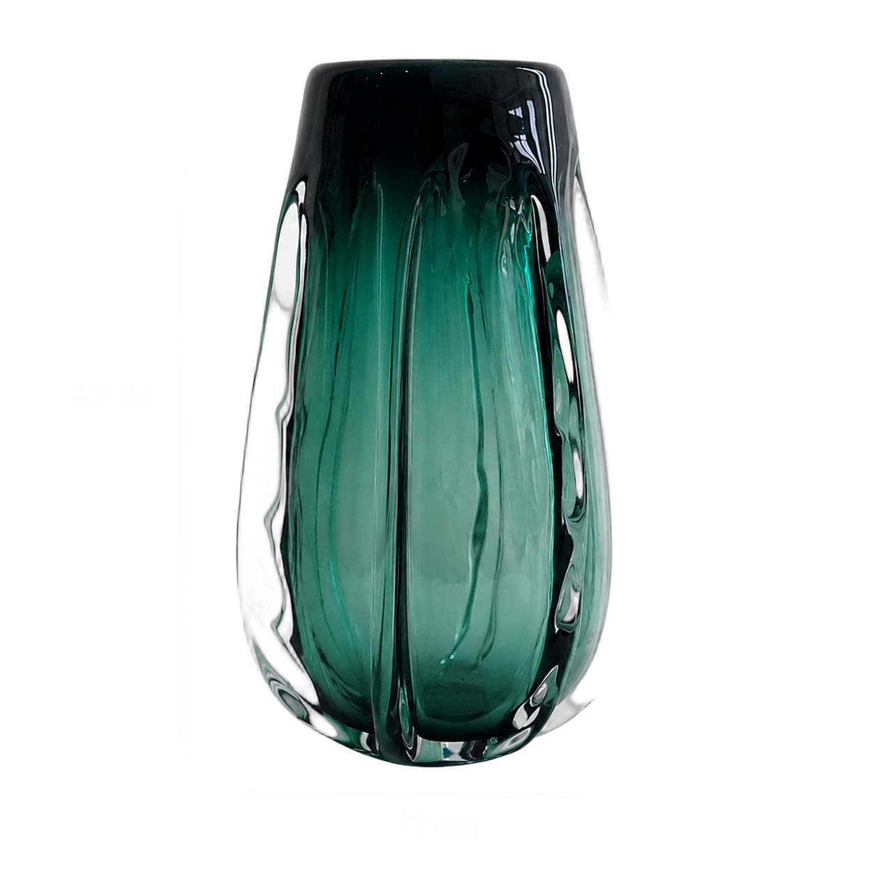 Jarrón de cristal de Murano facetado grande, Verde azulado (17*30cm)