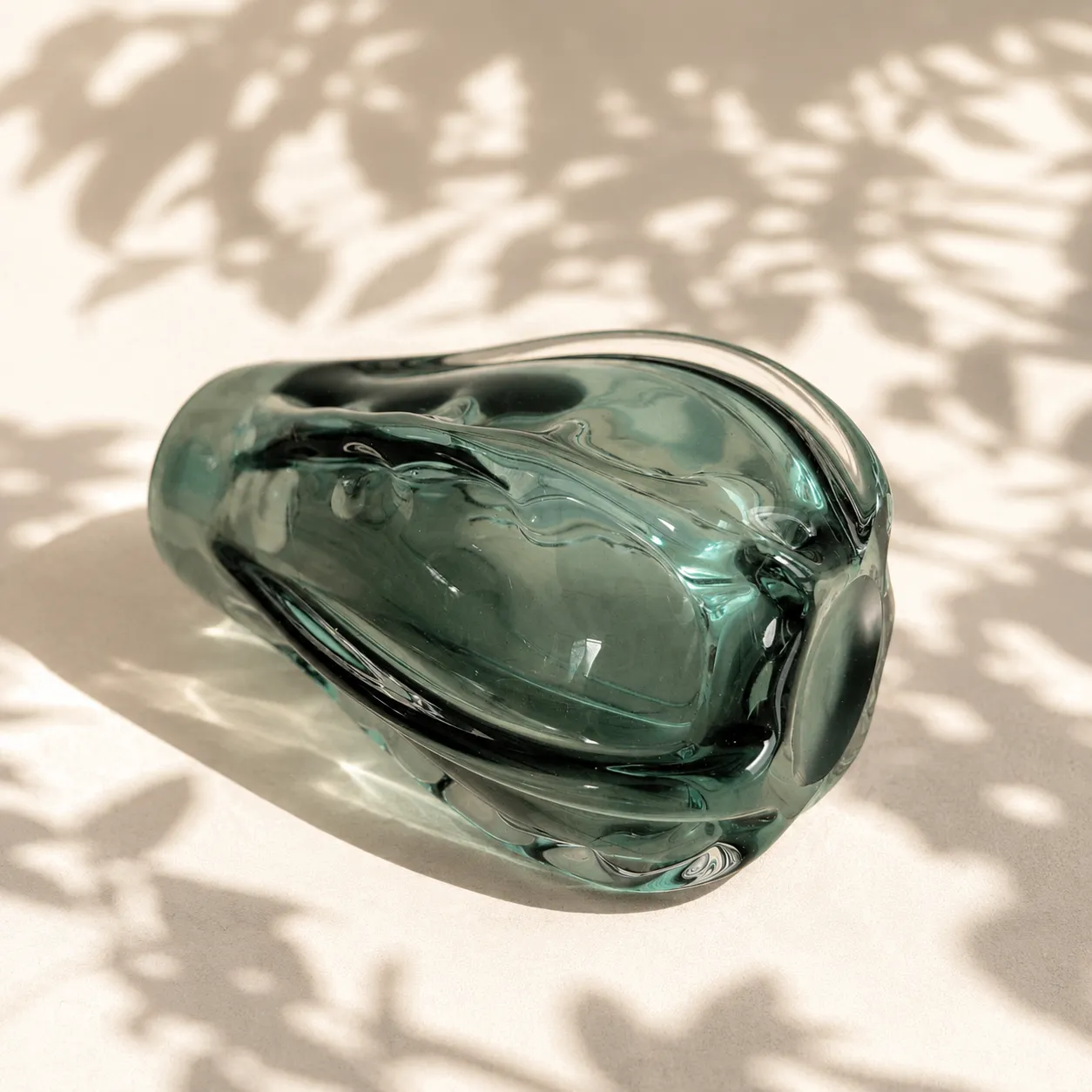 Jarrón de cristal de Murano facetado pequeño, Verde azulado (11*20cm)