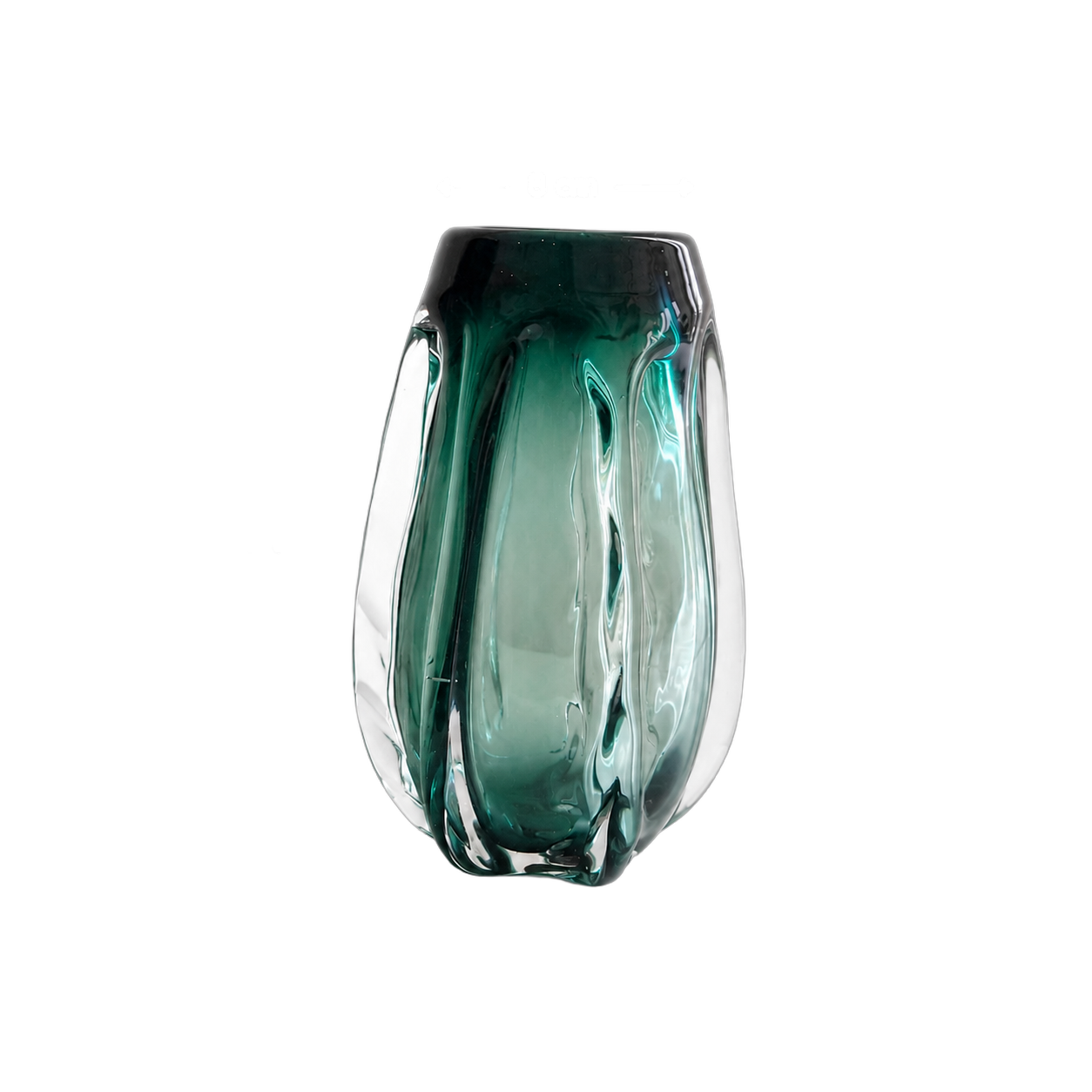 Jarrón de cristal de Murano facetado pequeño, Verde azulado (11*20cm)