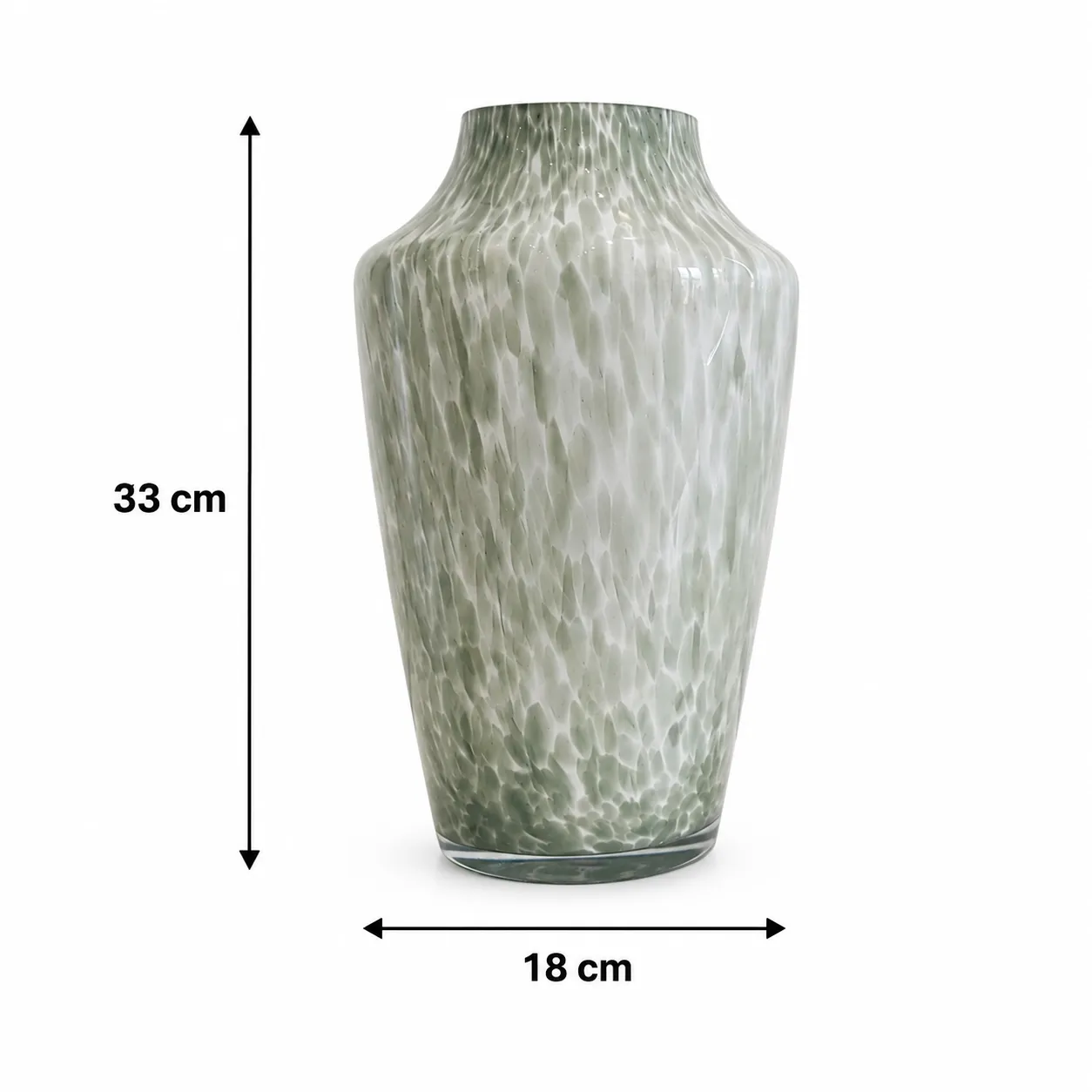 Jarrón de cristal de Murano moteado grande, Hueso (18*33cm)