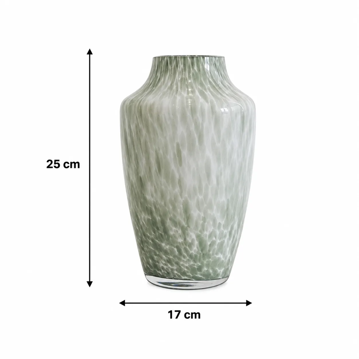 Jarrón de cristal de Murano moteado mediano, Hueso (D17*H25cm)