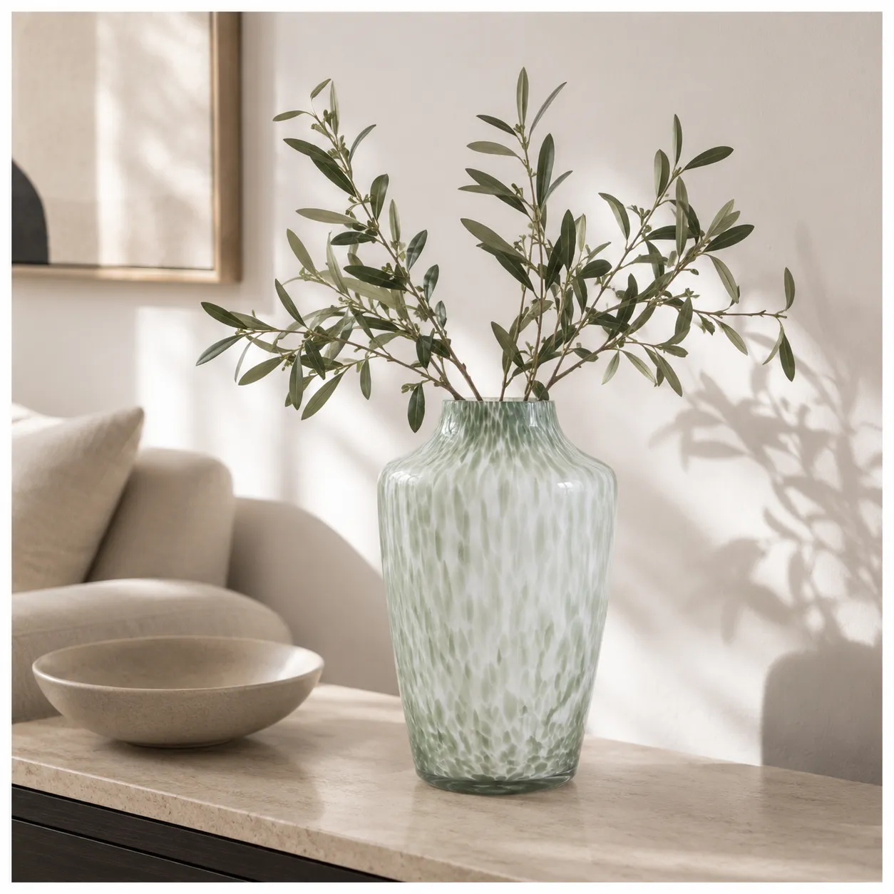 Jarrón de cristal de Murano moteado mediano, Hueso (D17*H25cm)