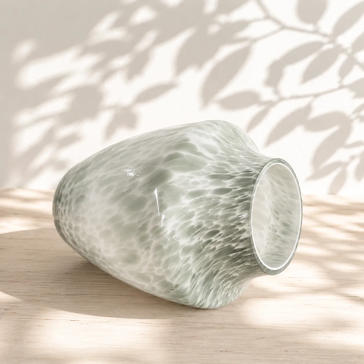 Jarrón de cristal de Murano moteado mediano, Hueso (D17*H25cm)