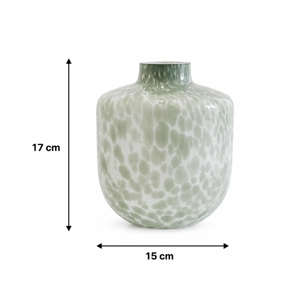 Jarrón de cristal de Murano moteado pequeño, Hueso (D15*H17cm)