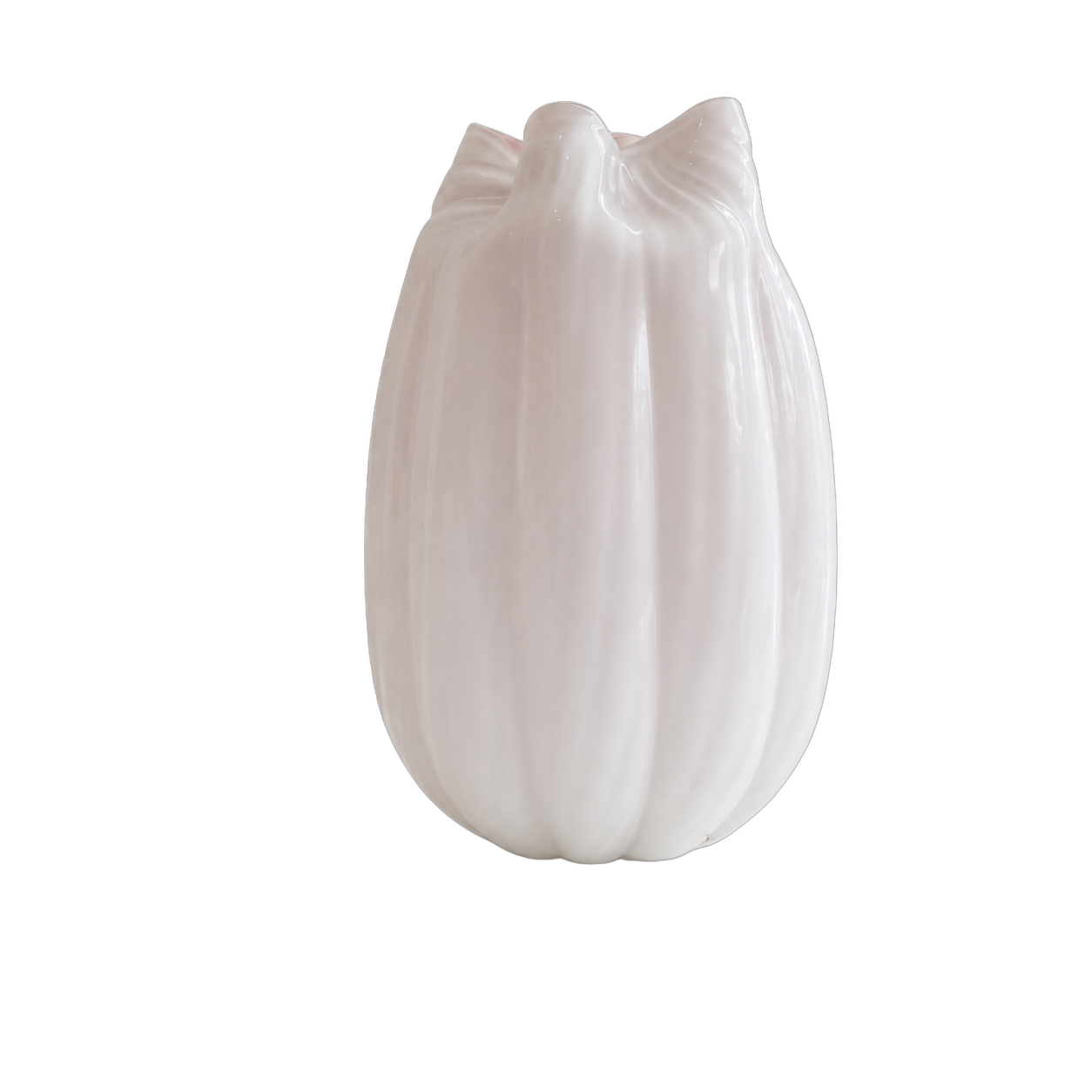 Jarrón de cristal de Murano acanalado grande, Blanco (21*34cm)