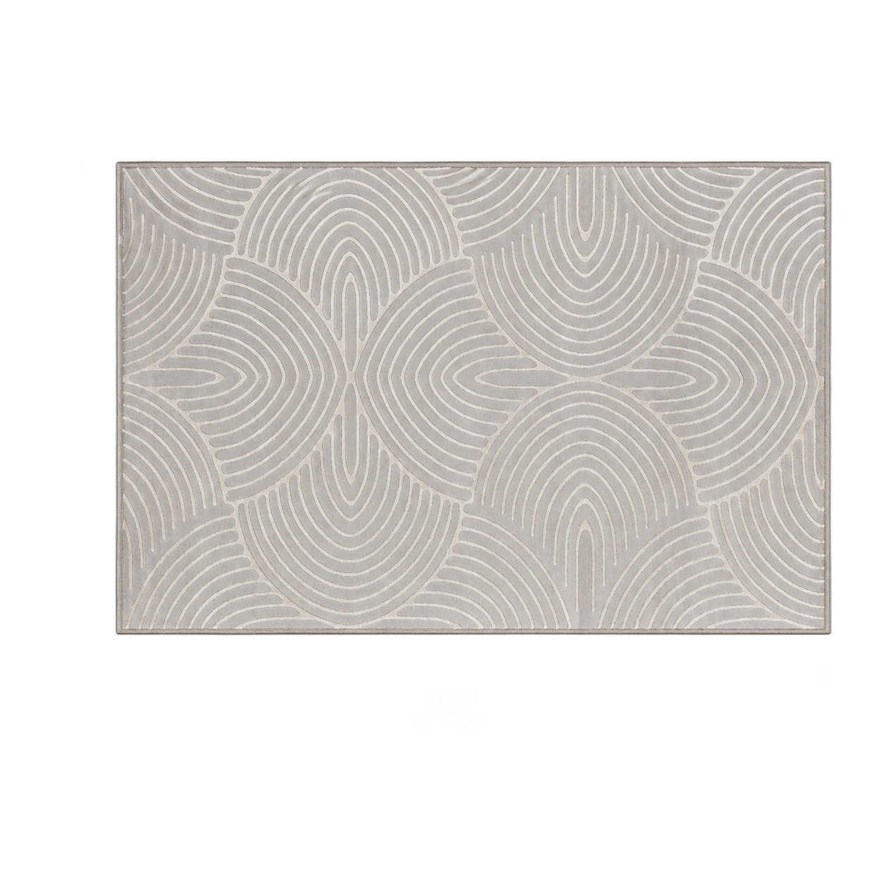 Alfombra ondas concéntricas Miranda, Gris perla, grosor 2 cm, reverso de yute (160*230cm)