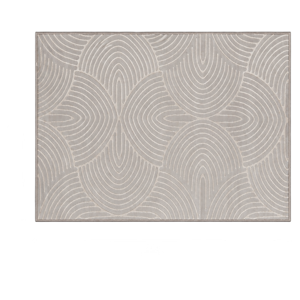 Alfombra ondas concéntricas Miranda grande, Gris perla, grosor 2 cm, reverso de yute (200*290cm)
