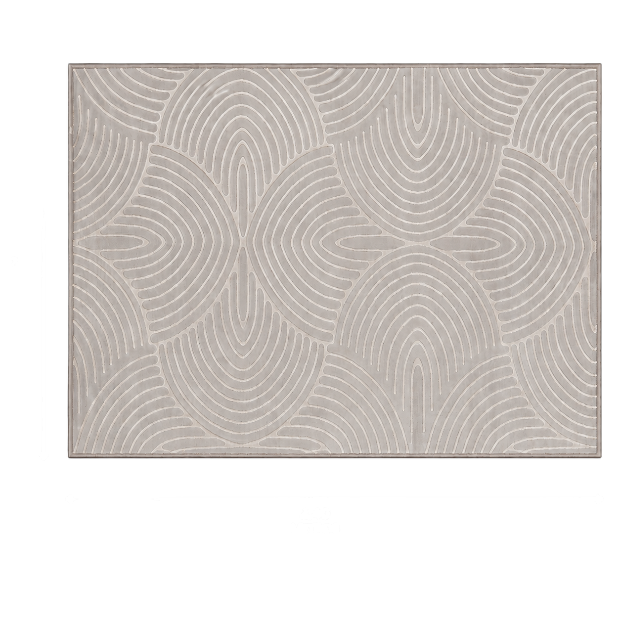 Alfombra ondas concéntricas Miranda XL, Gris perla, grosor 2 cm, reverso de yute (240*340cm)