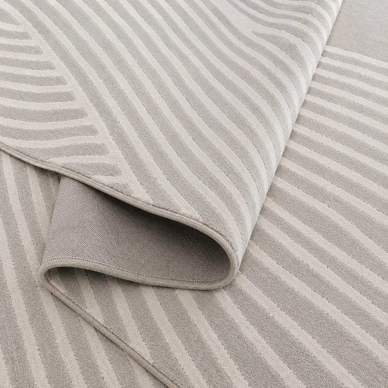 Alfombra ondas curvas Miranda XL, Gris perla, grosor 2 cm, reverso de yute (240*340cm)