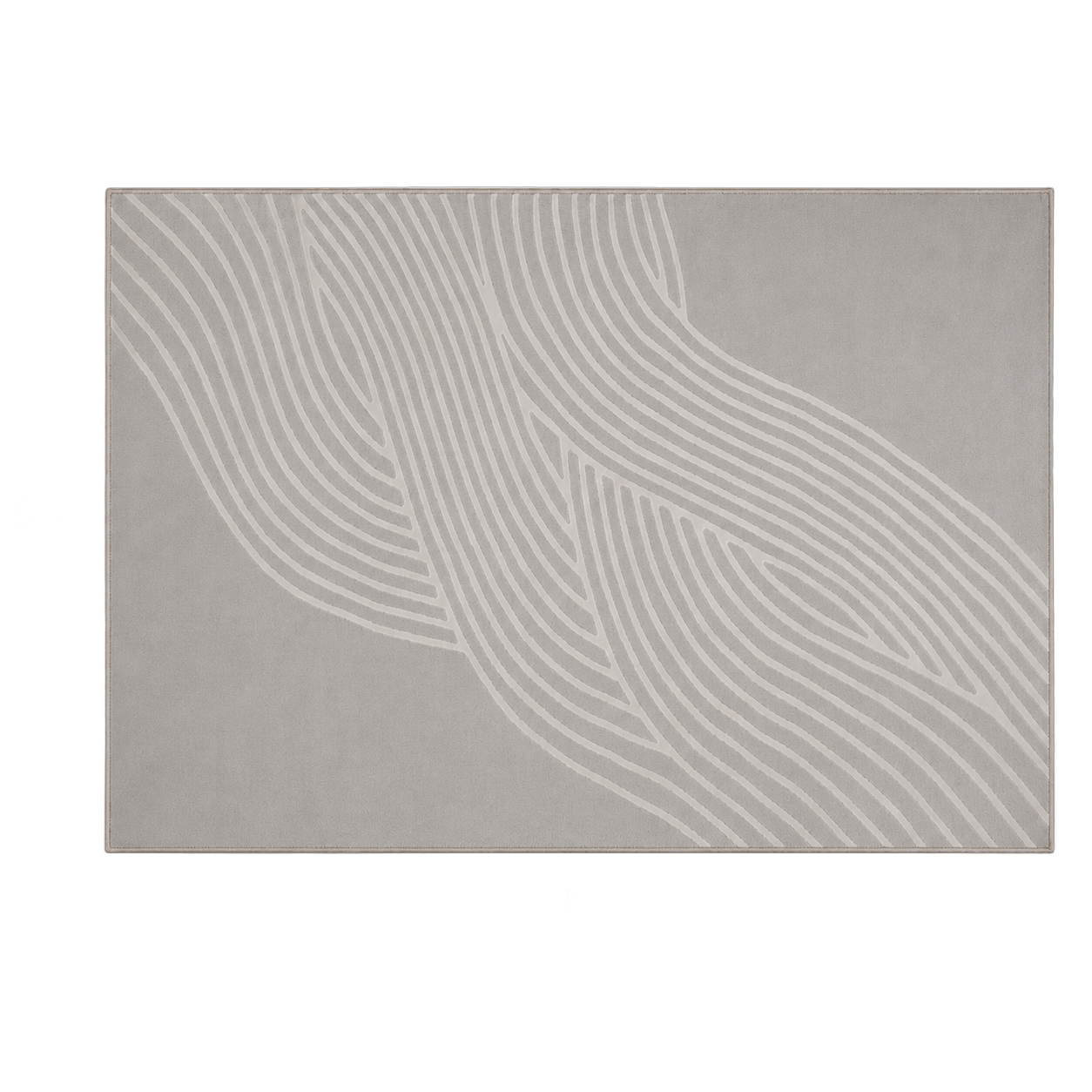 Alfombra ondas curvas Miranda XL, Gris perla, grosor 2 cm, reverso de yute (240*340cm)