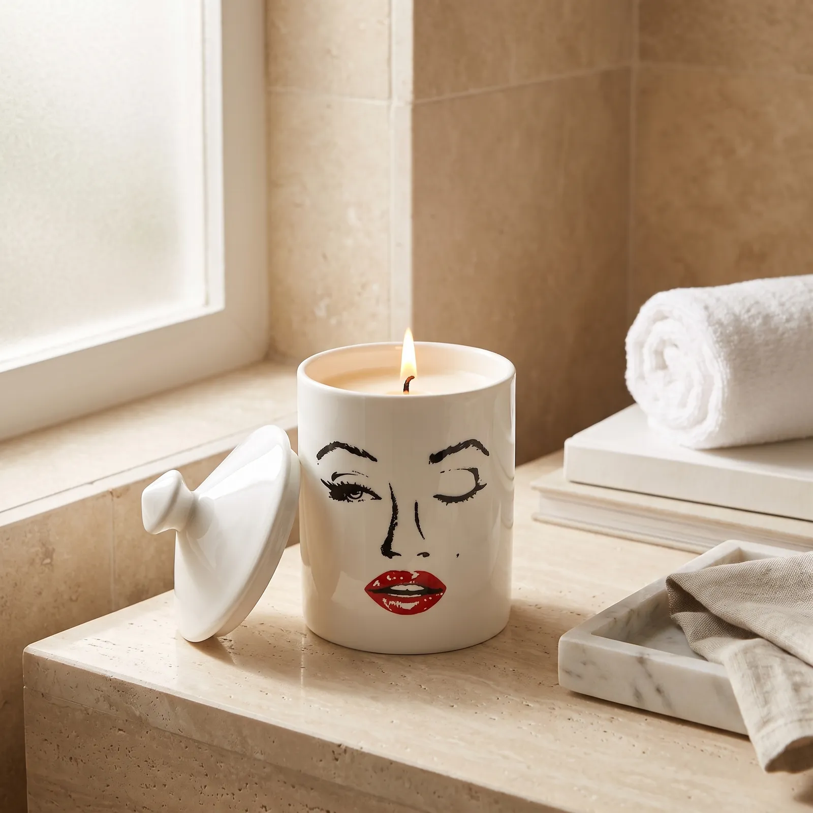 Vela aromática chocolate rostro retro, Blanco (9*16cm)