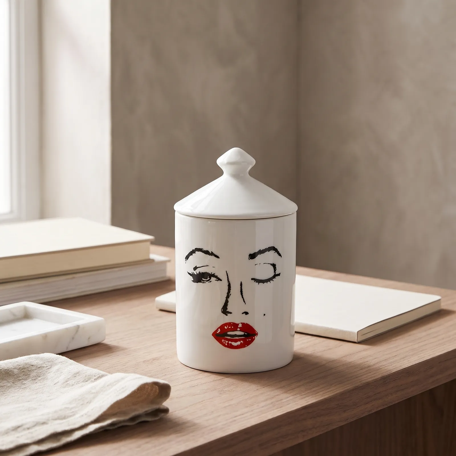 Vela aromática chocolate rostro retro, Blanco (9*16cm)