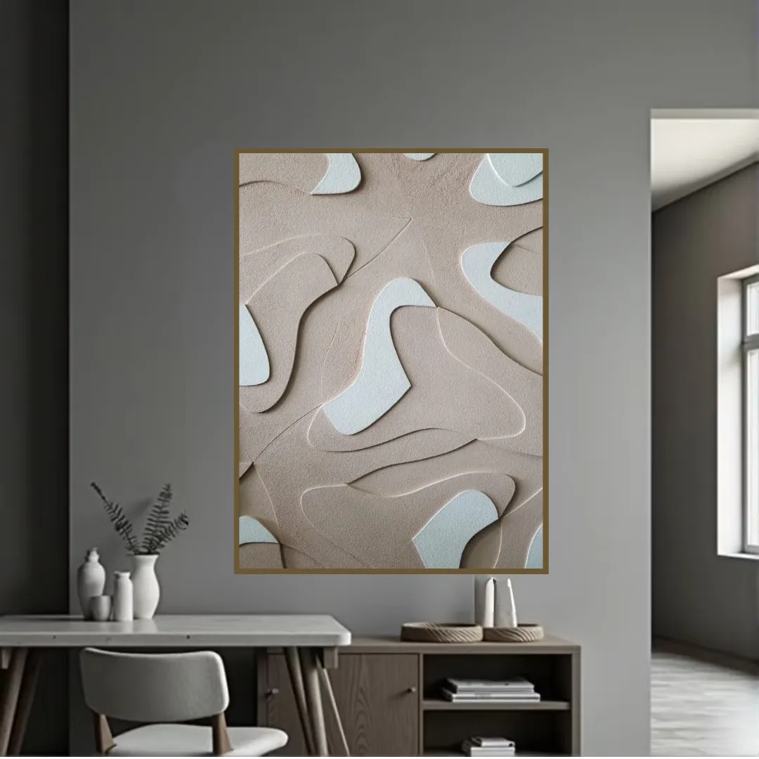 Cuadro abstracto orgánico en relieve, Camel (180*60cm)
