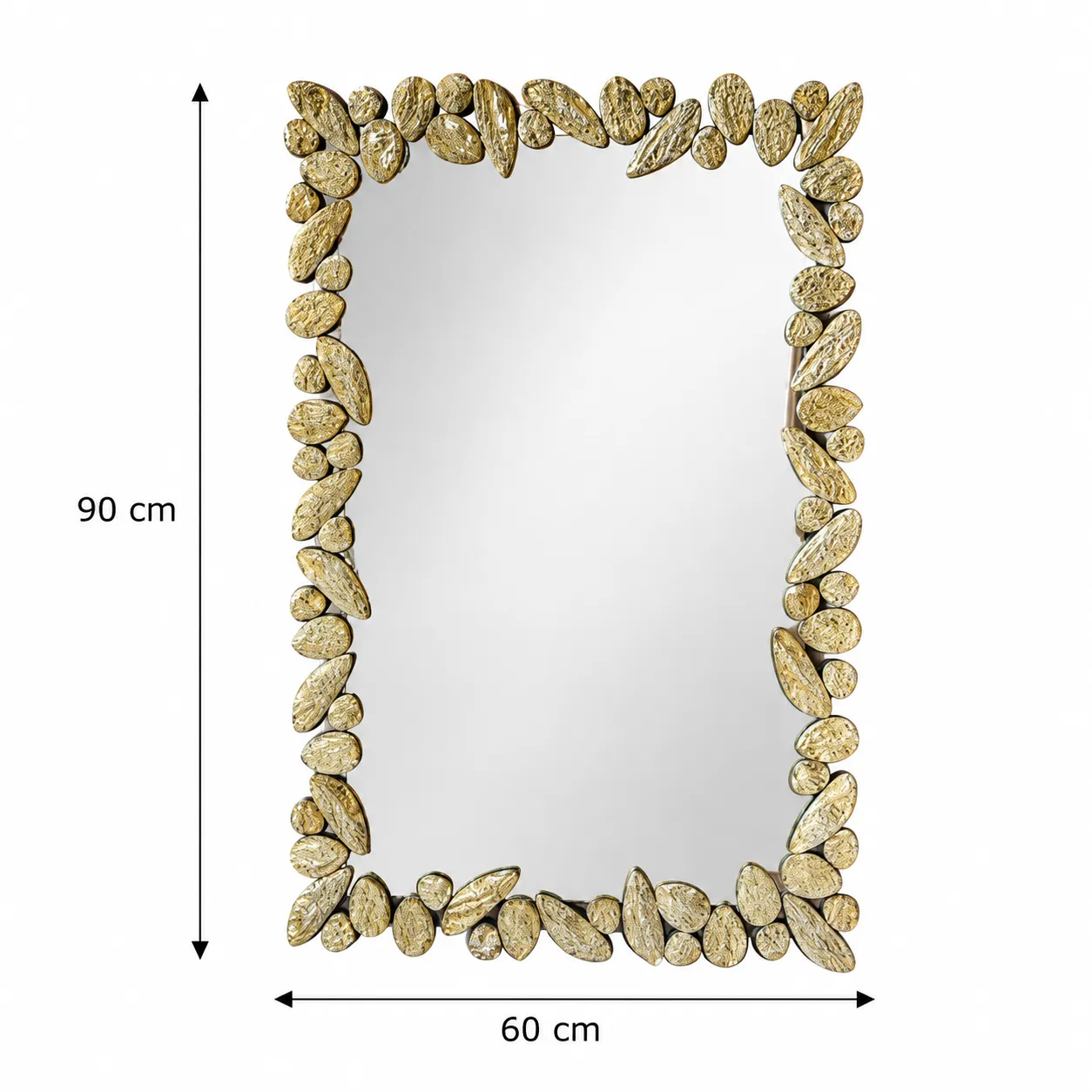 Espejo rectangular con borde orgánico de cristal facetado, Plateado (60*1.8*90cm)