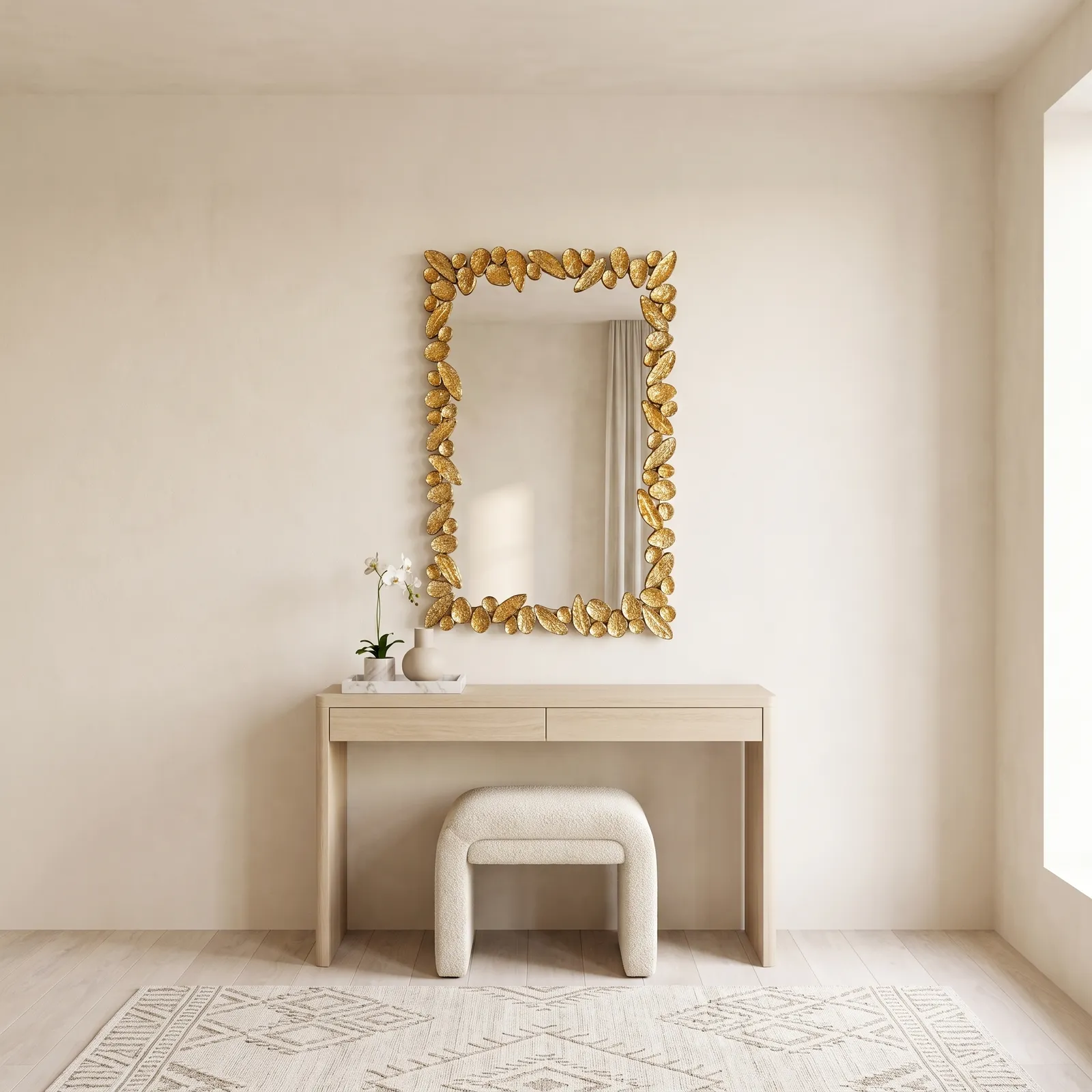 Espejo rectangular con borde orgánico de cristal facetado, Plateado (60*1.8*90cm)