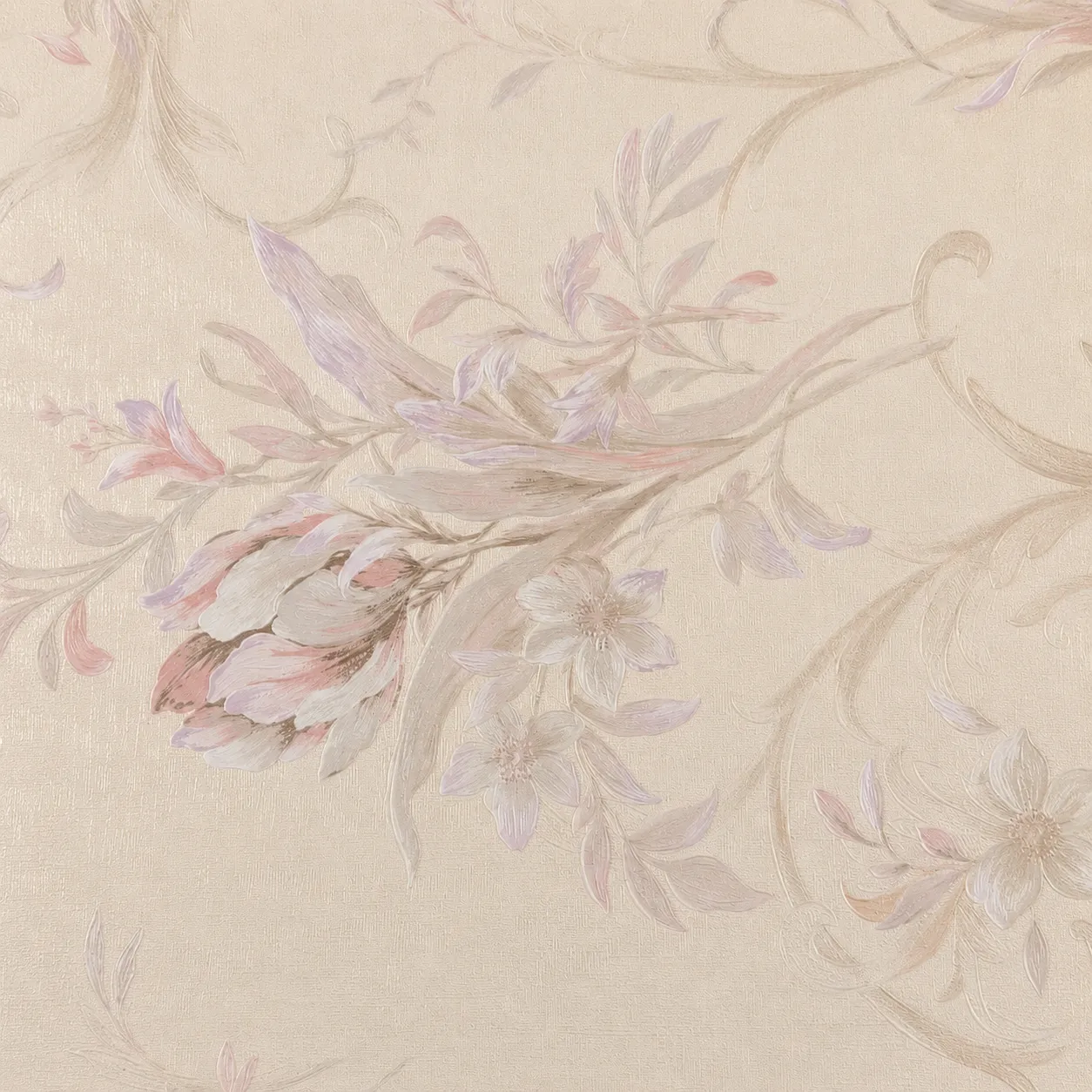 Papel tapiz floral, Beige y rosado (15,53m²)
