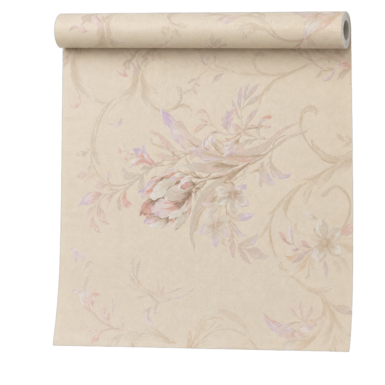 Papel tapiz floral, Beige y rosado (15,53m²)