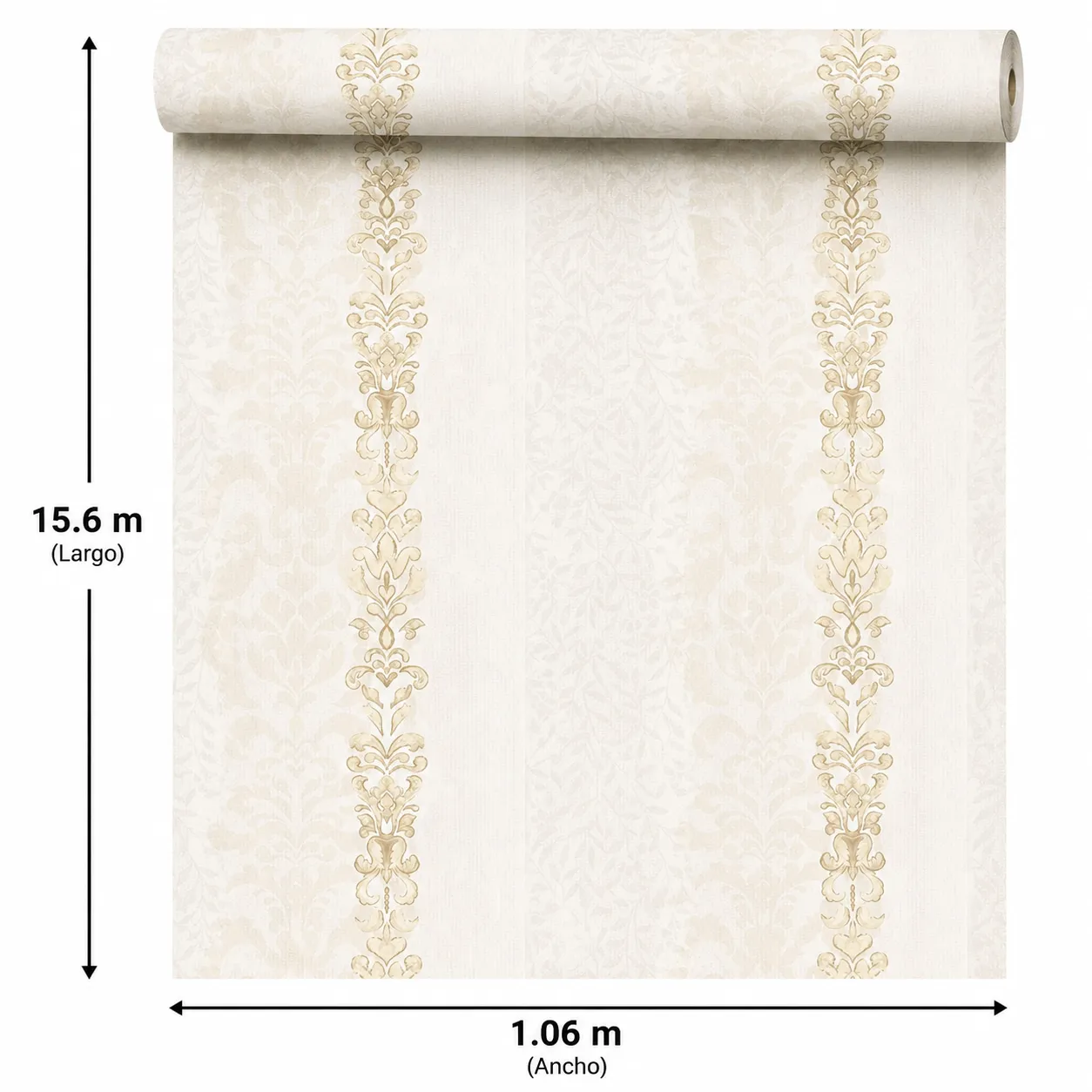Papel tapiz flores clásicas, Marfil (16,54m²)