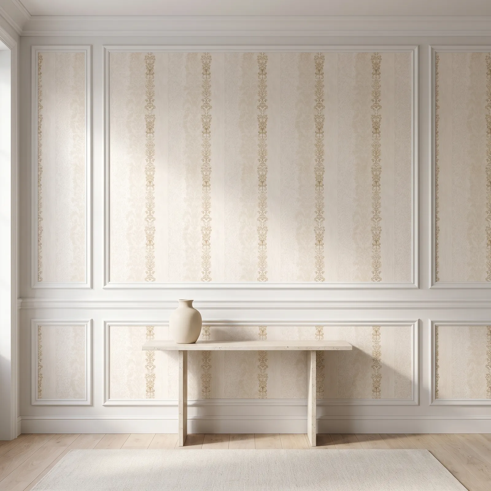 Papel tapiz flores clásicas, Marfil (16,54m²)