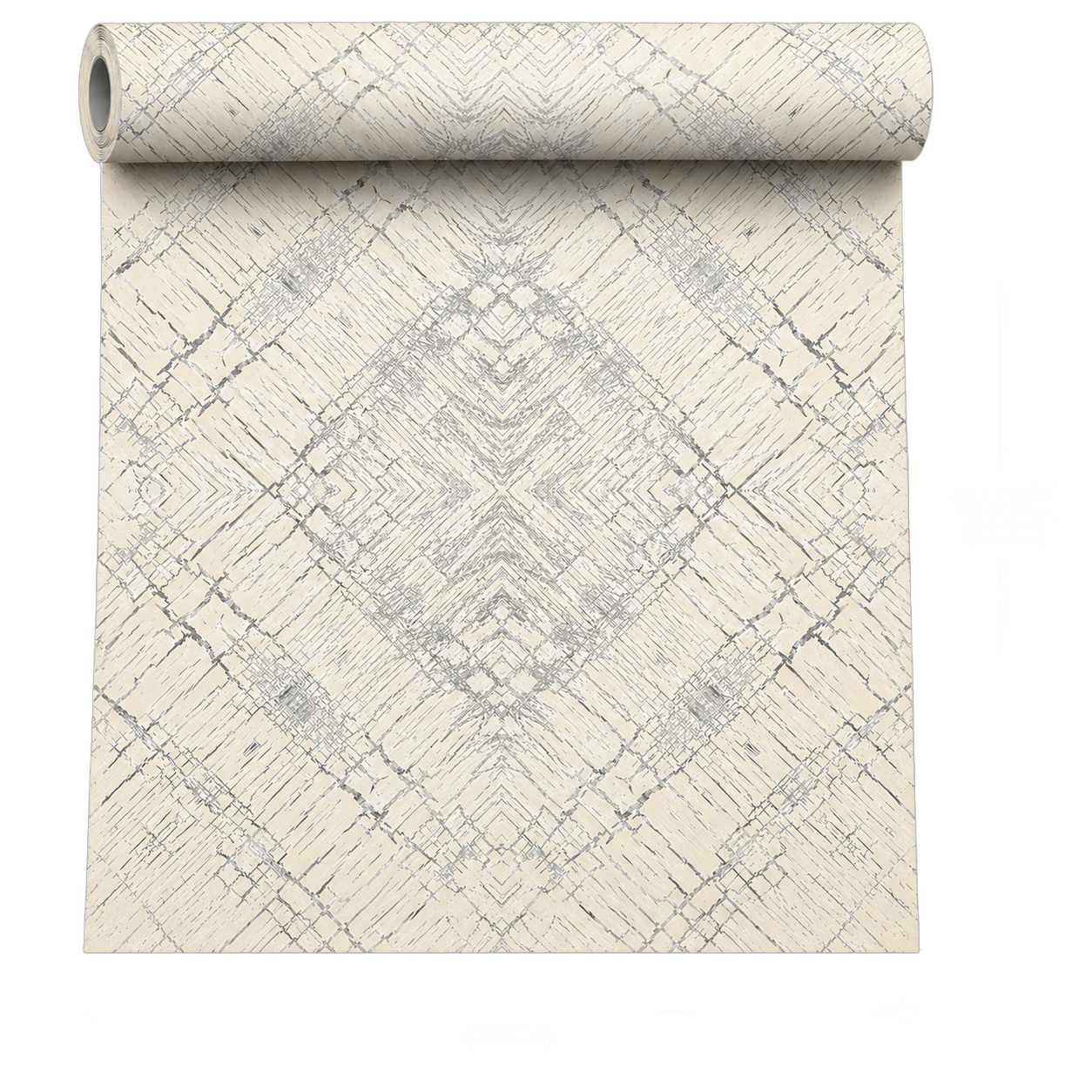 Papel tapiz rombos geométrico, Marfil y gris (16,54m²)