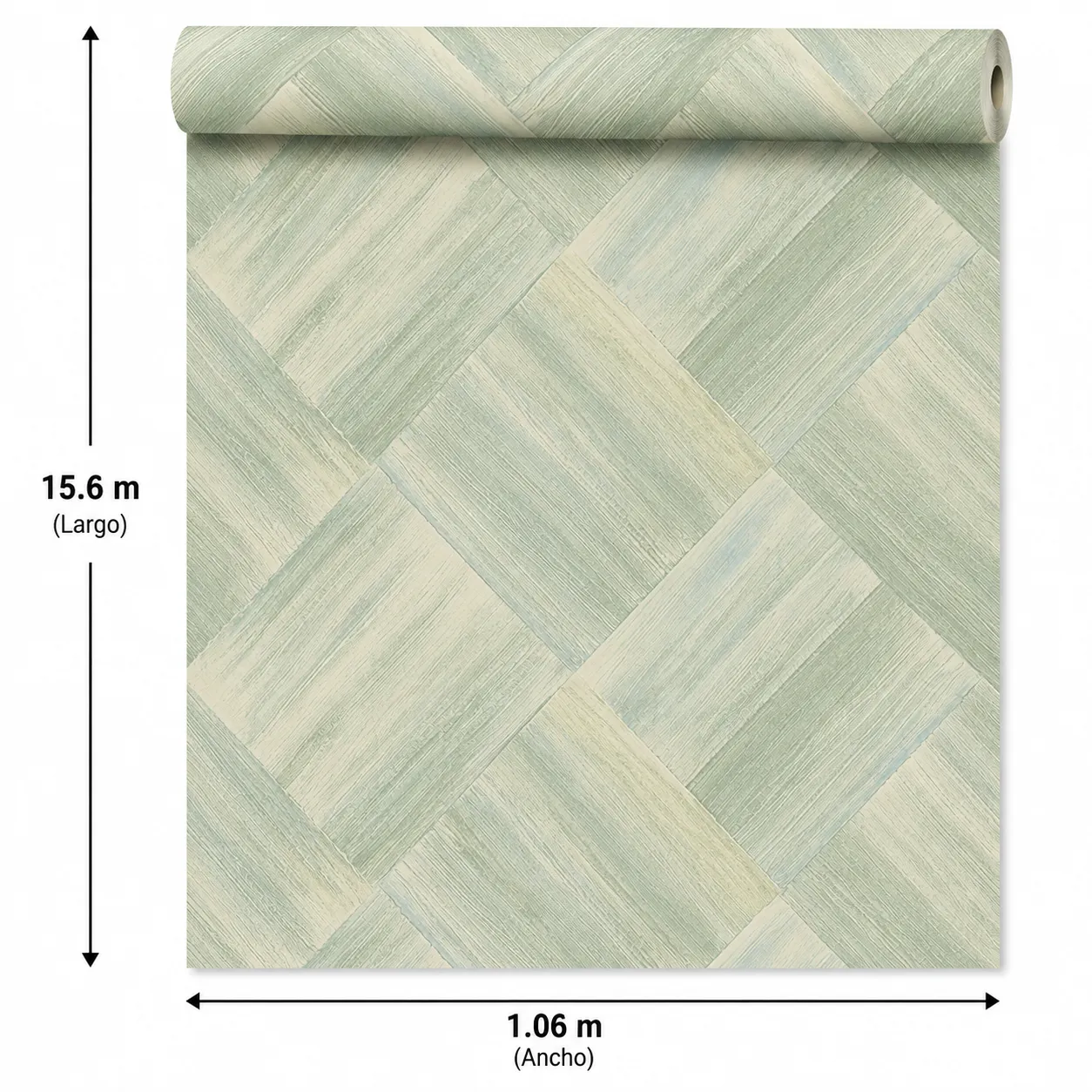 Papel tapiz rombos diagonal, Verde menta (16,54m²)