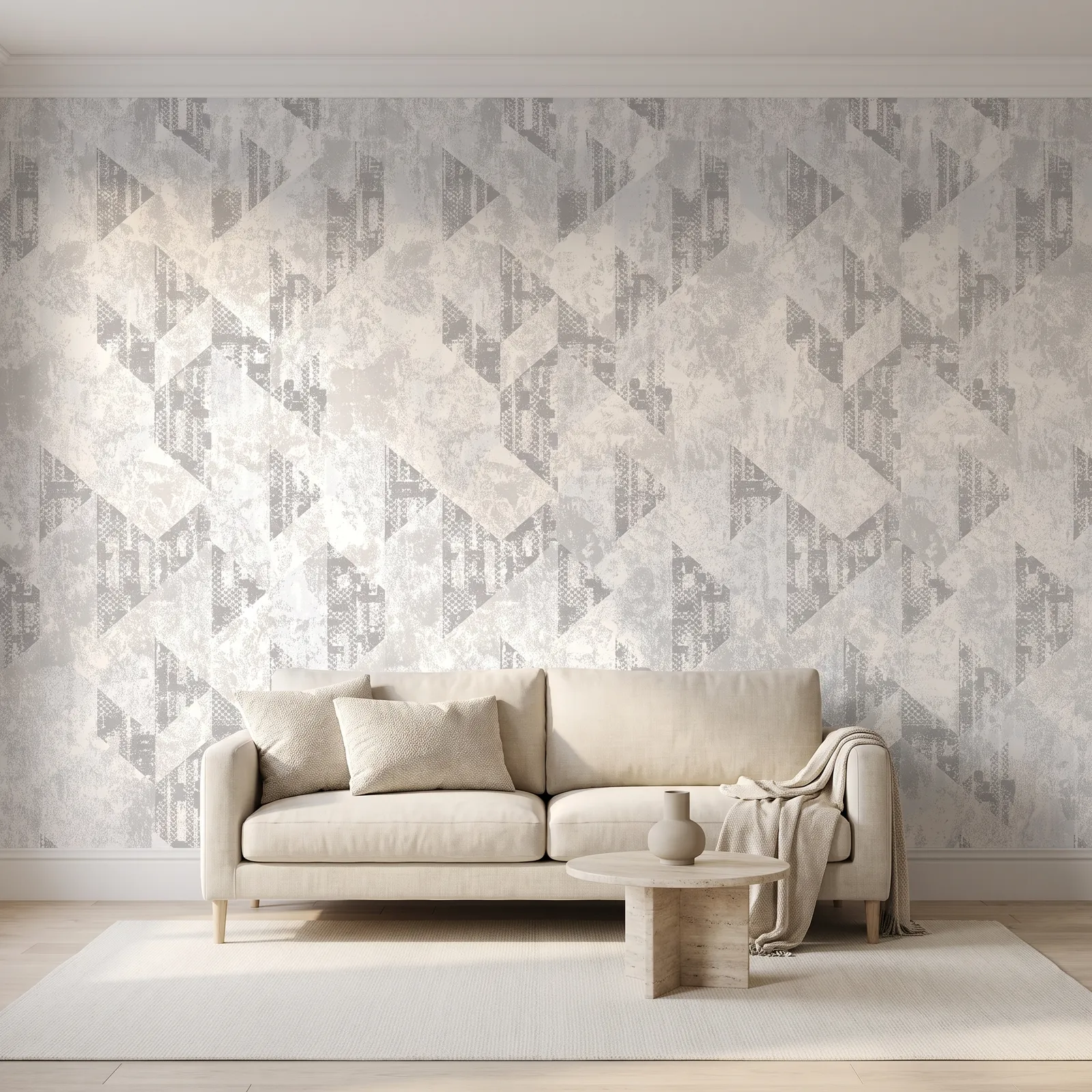 Papel tapiz rombos desteñidos, Gris claro (053*10M)