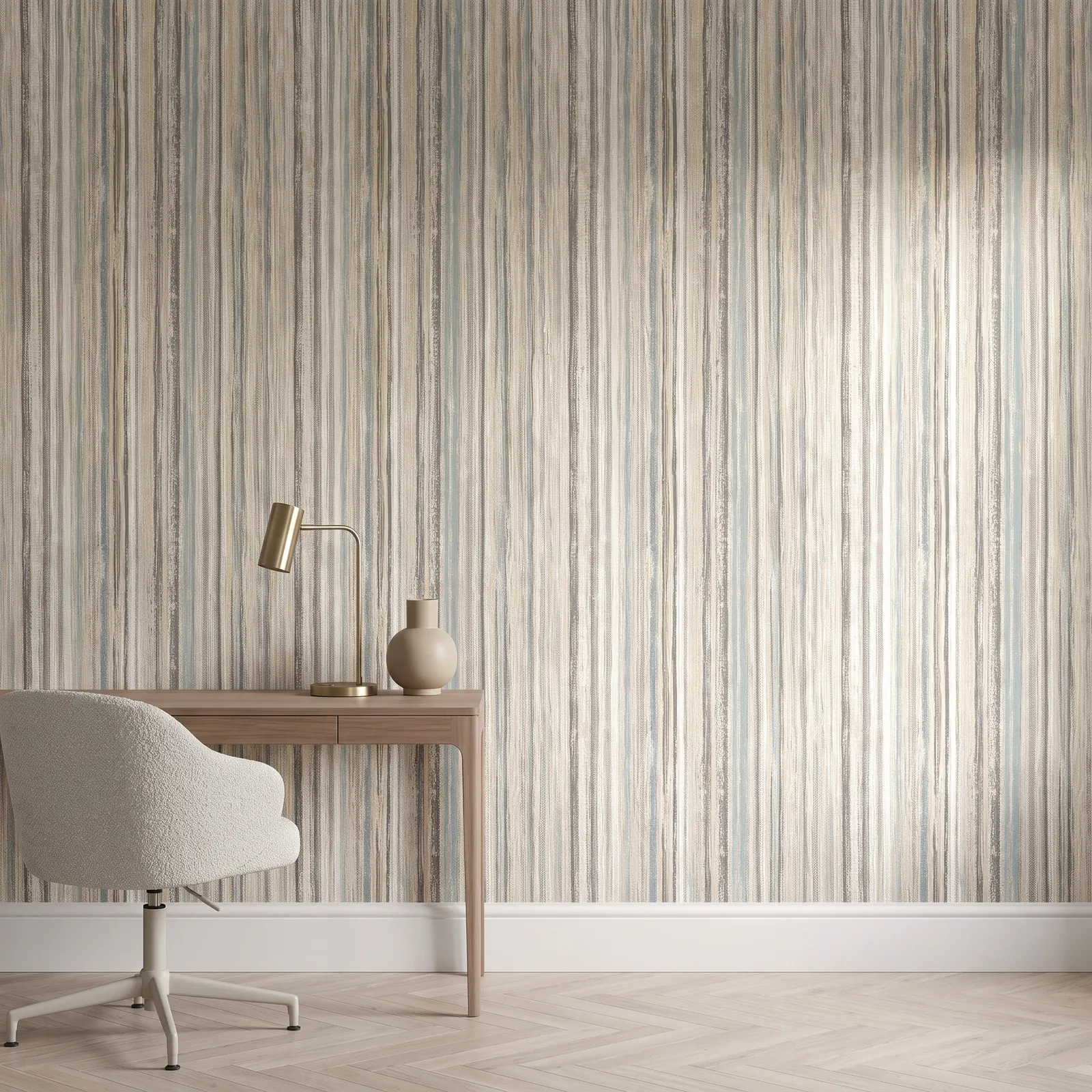 Papel tapiz rayas veteadas, Gris perla y dorado (053*10M)