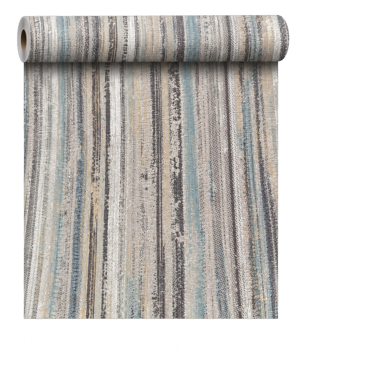 Papel tapiz rayas veteadas, Gris perla y dorado (053*10M)