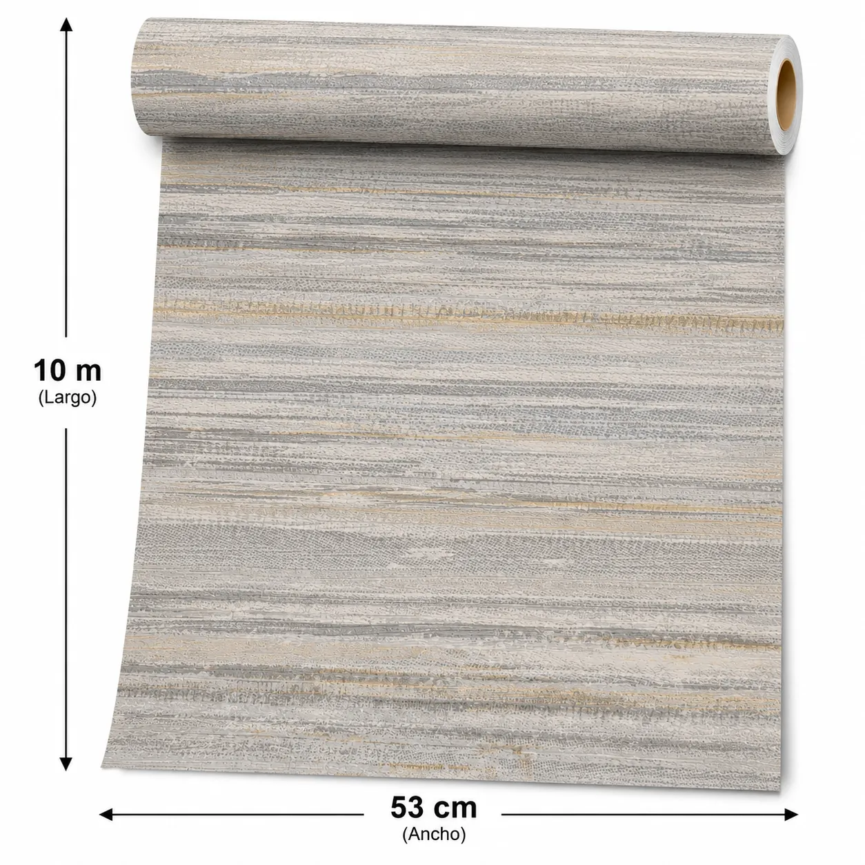 Papel tapiz rayas veteadas, Marfil y gris claro (053*10M)