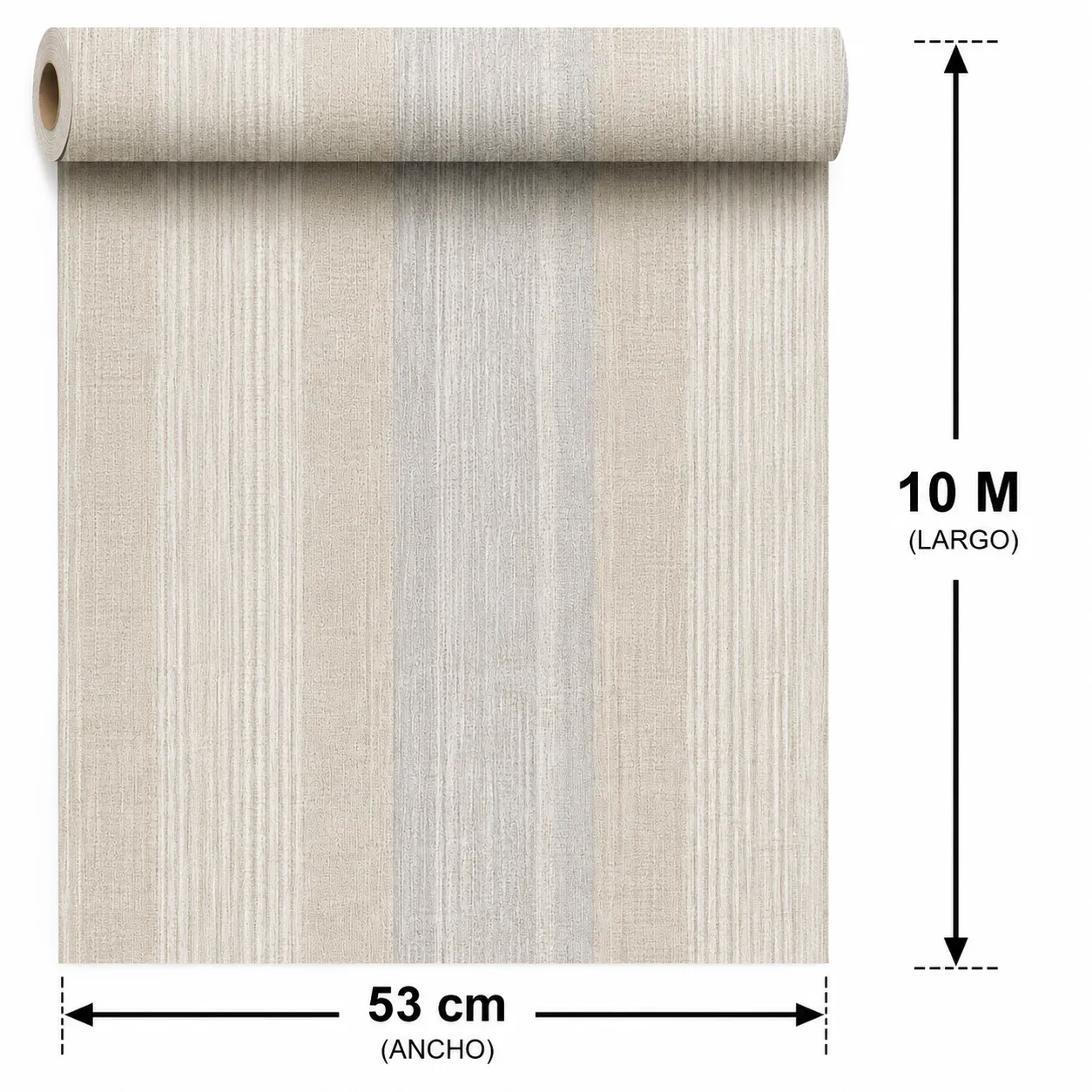Papel tapiz rayas finas, Gris arena y gris perla (053*10M)