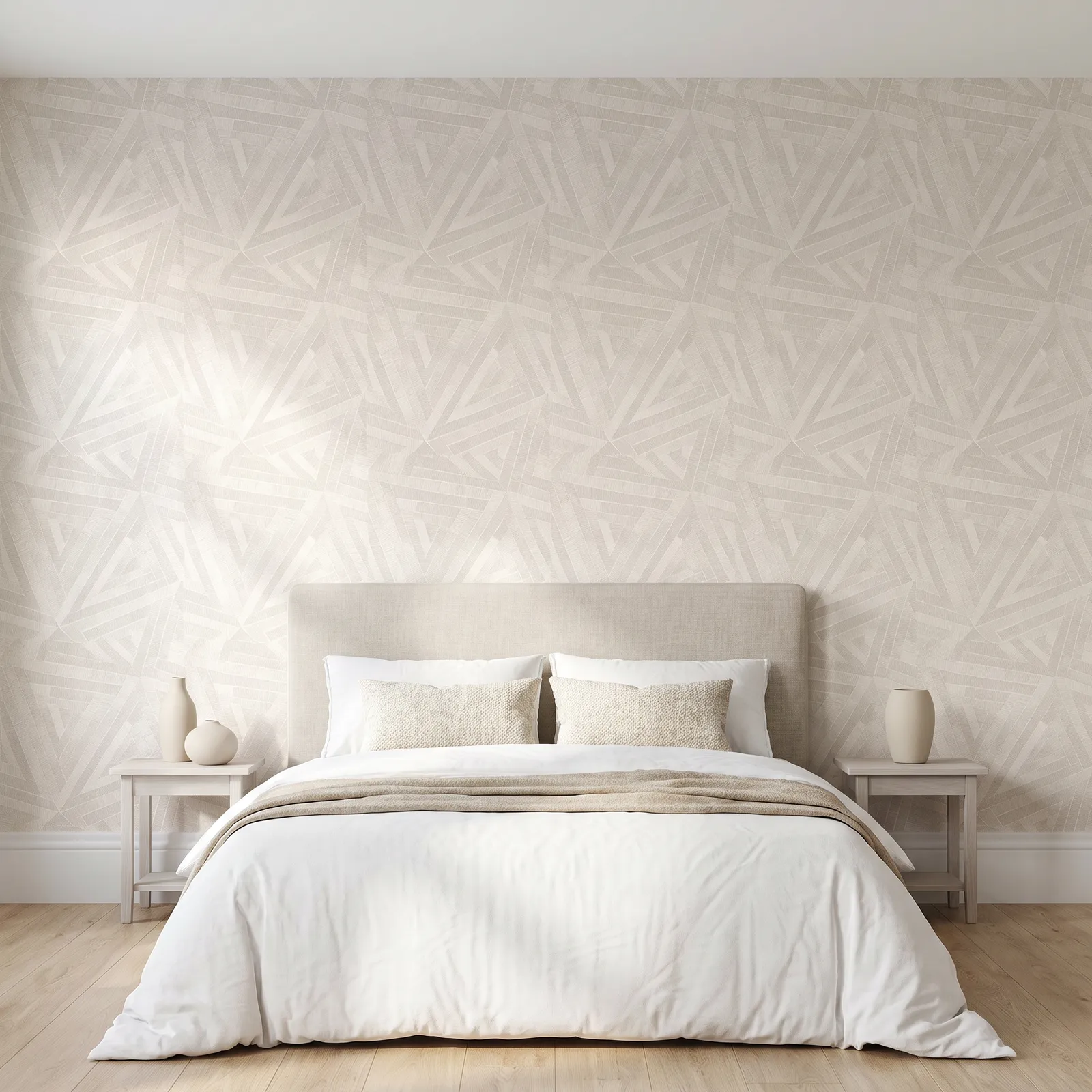 Papel tapiz trazos abstractos, Taupe claro (16,54m²)