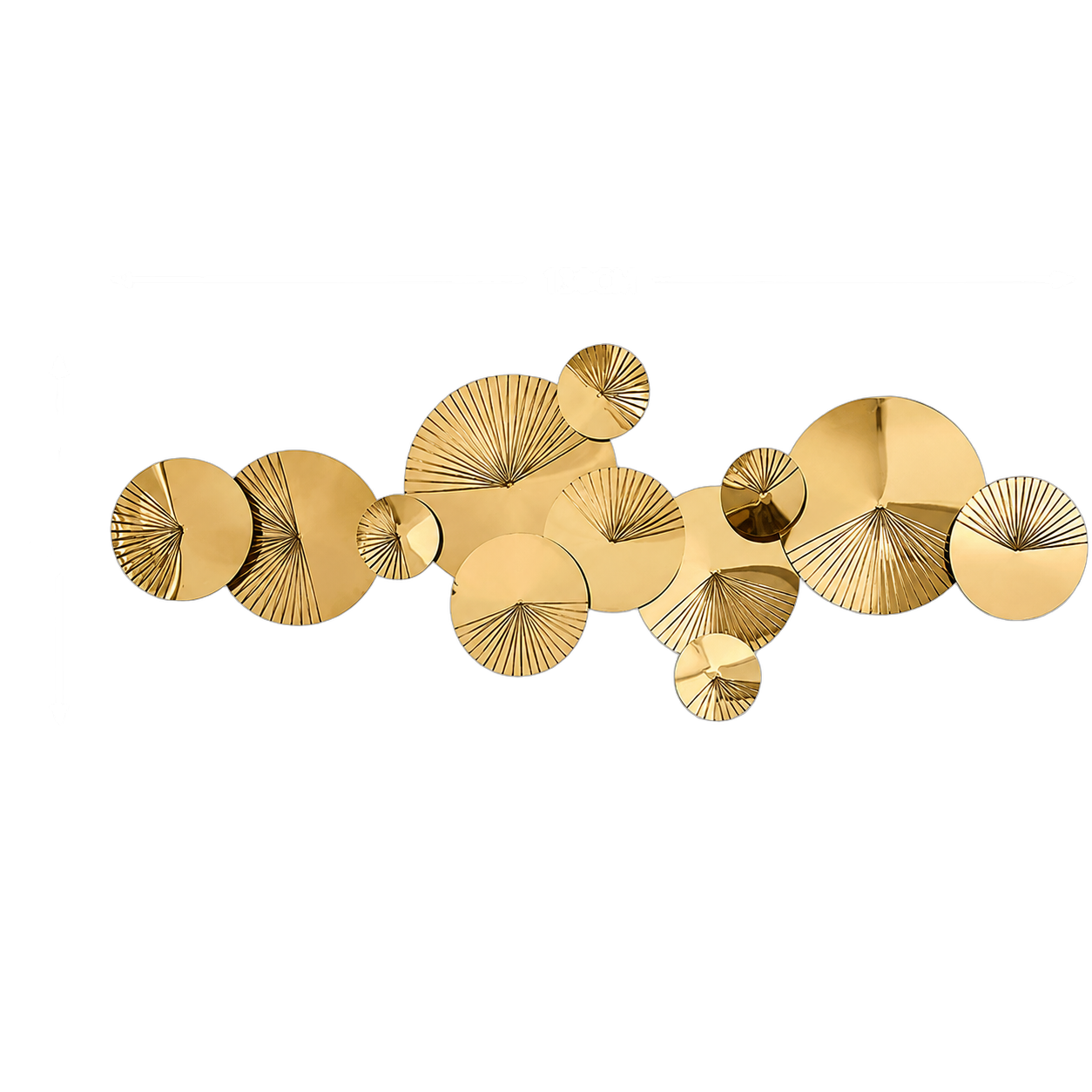 Escultura de pared abanicos y círculos, Dorado (130*43cm)
